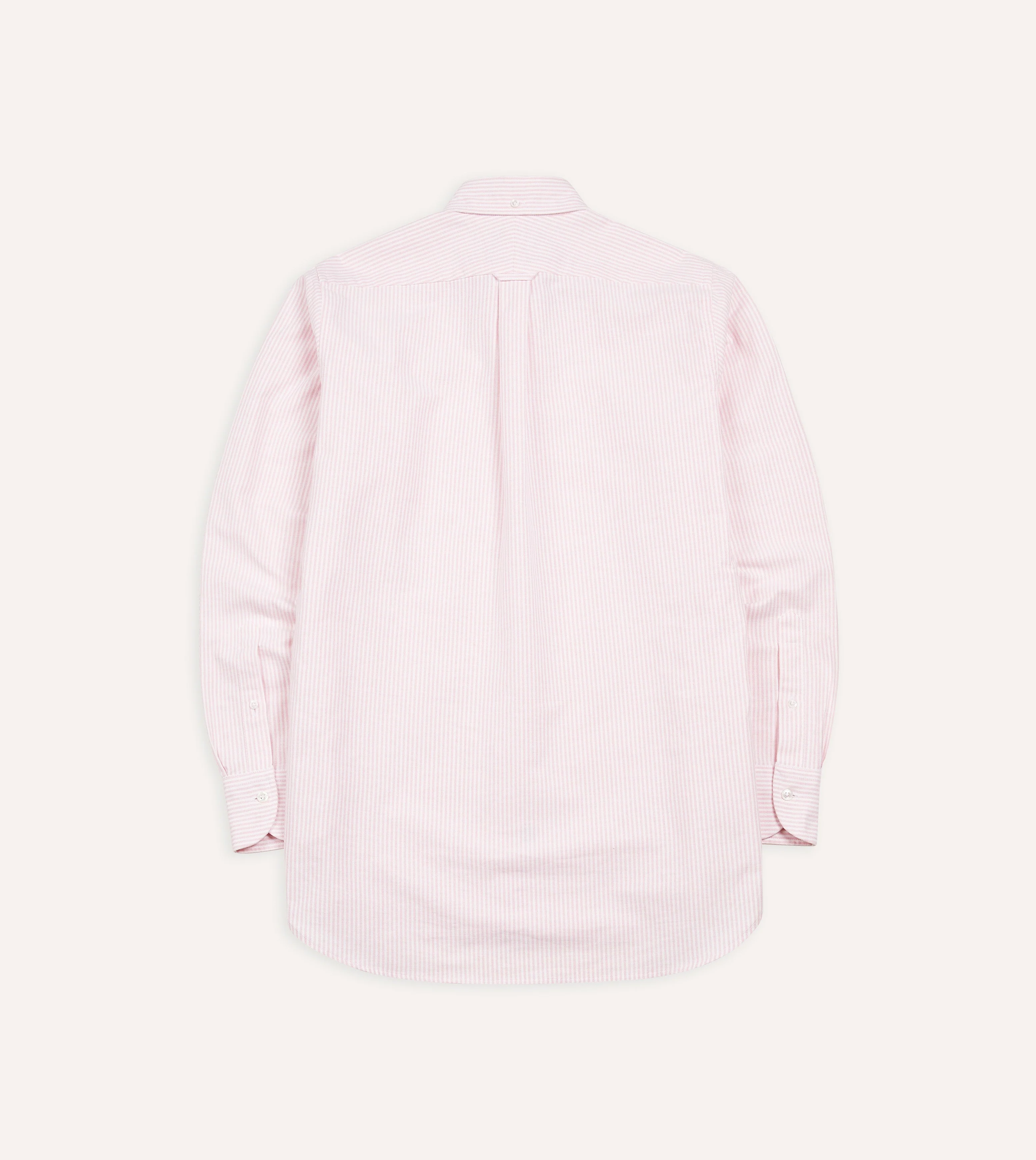 Pale Pink Ticking Stripe Cotton Oxford Cloth Button-Down Shirt - Image 5