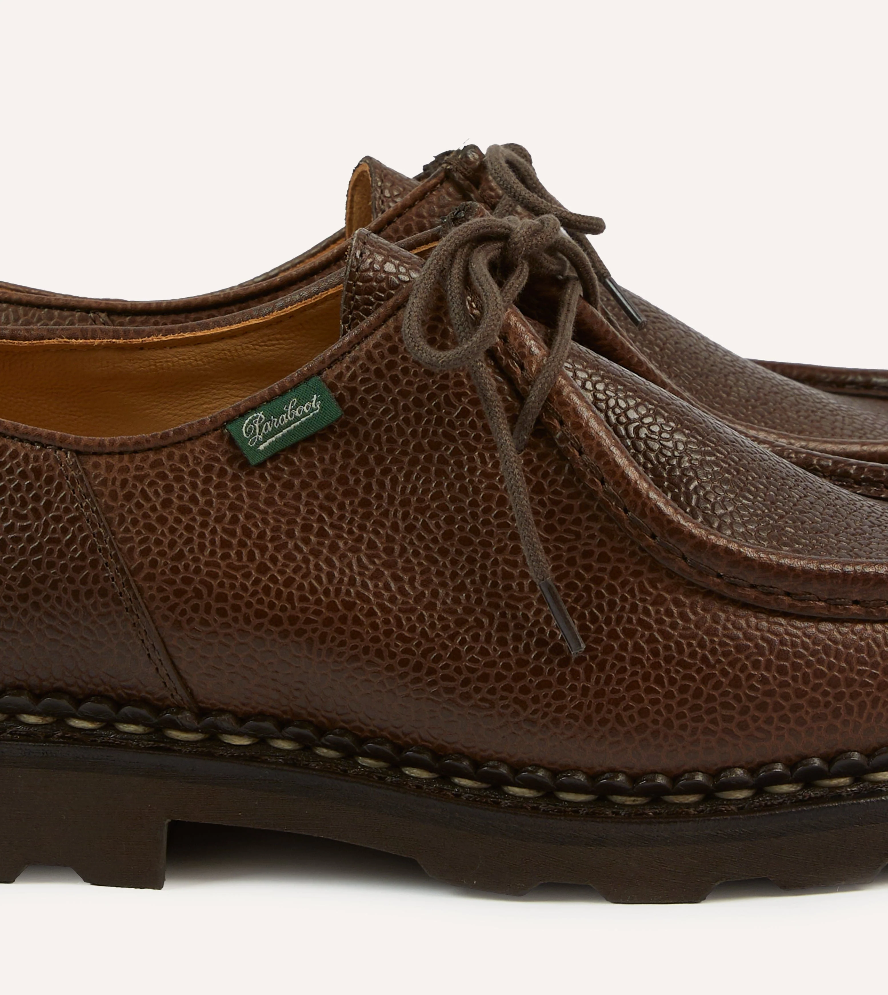 Paraboot Michael Brown Pebble Grain Leather Derby Shoe - Image 3