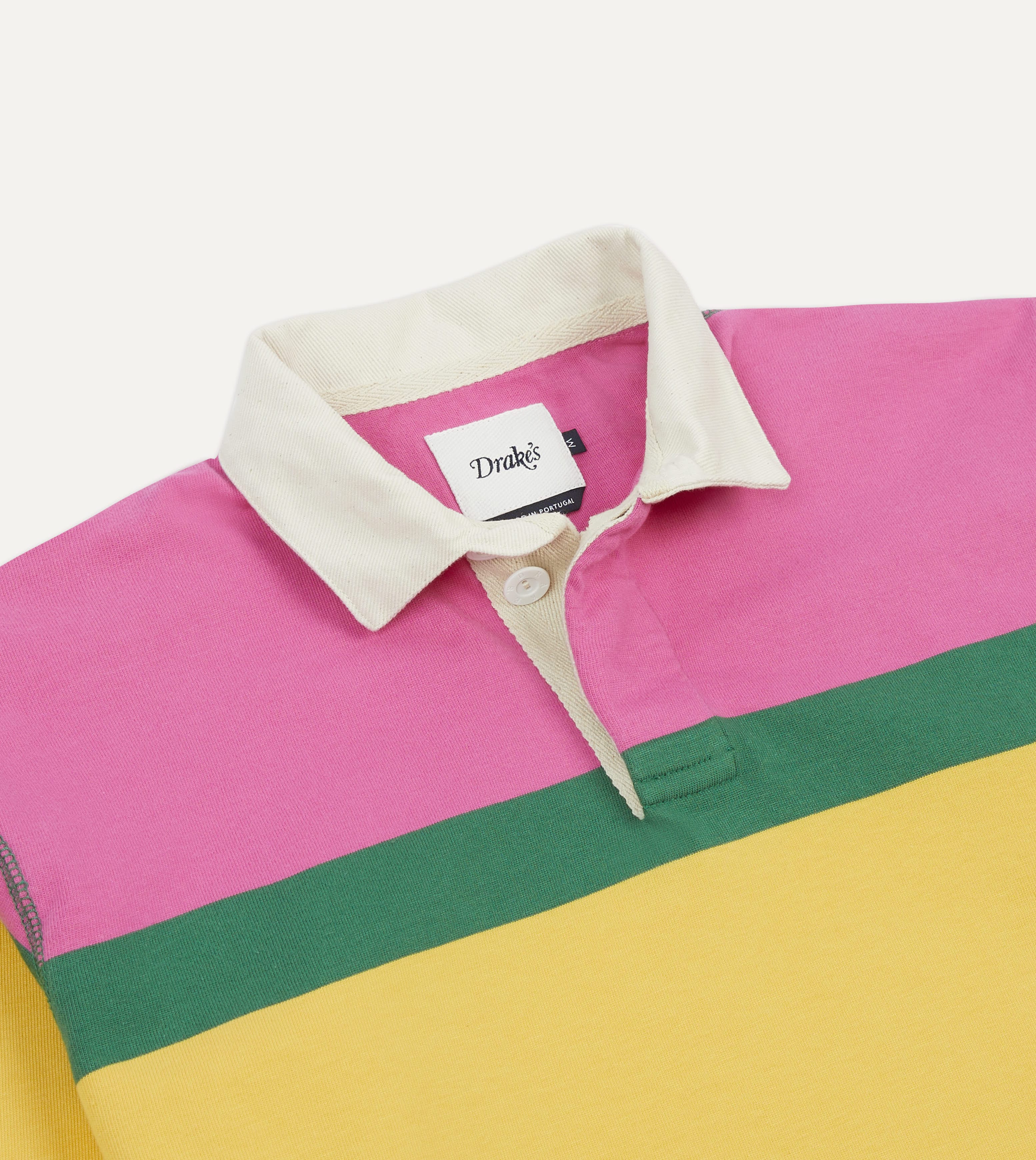 Pink, Green, Yellow and Navy Multi Stripe Cotton Rugby Shirt - Image 3