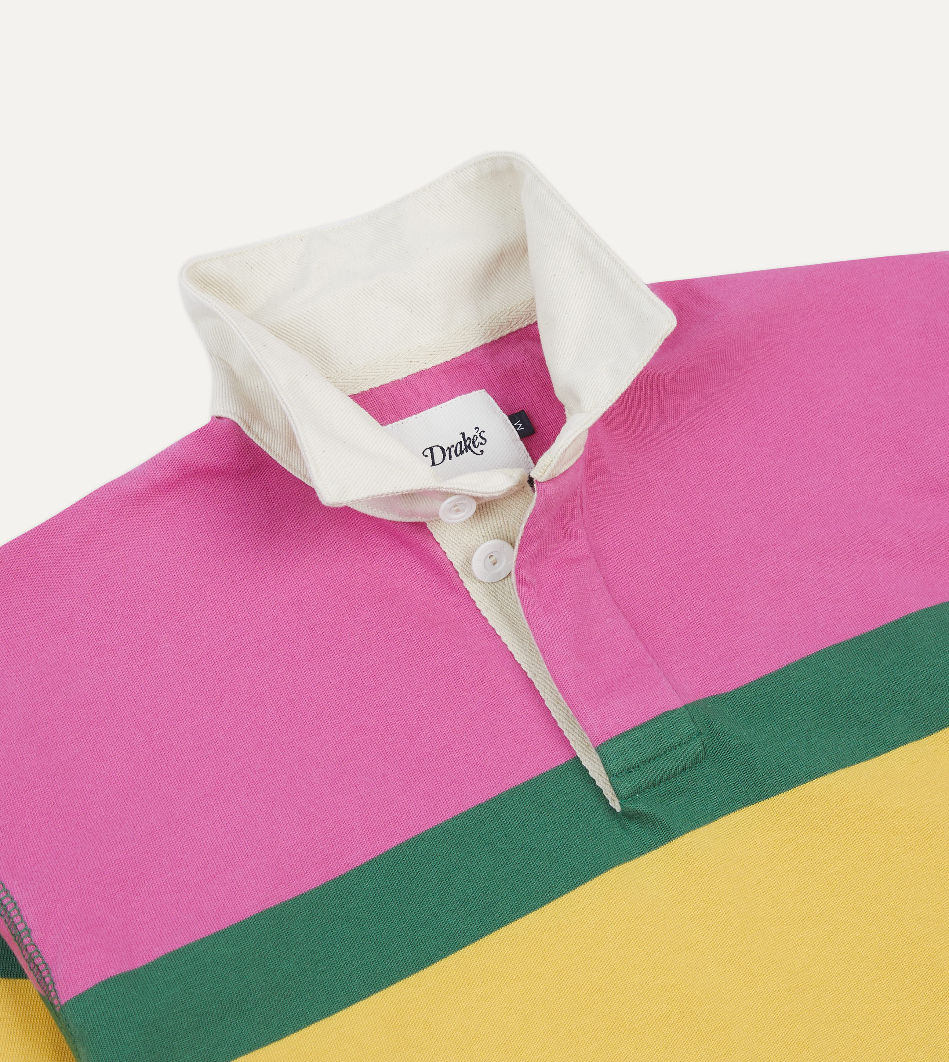 Pink, Green, Yellow and Navy Multi Stripe Cotton Rugby Shirt - Image 4