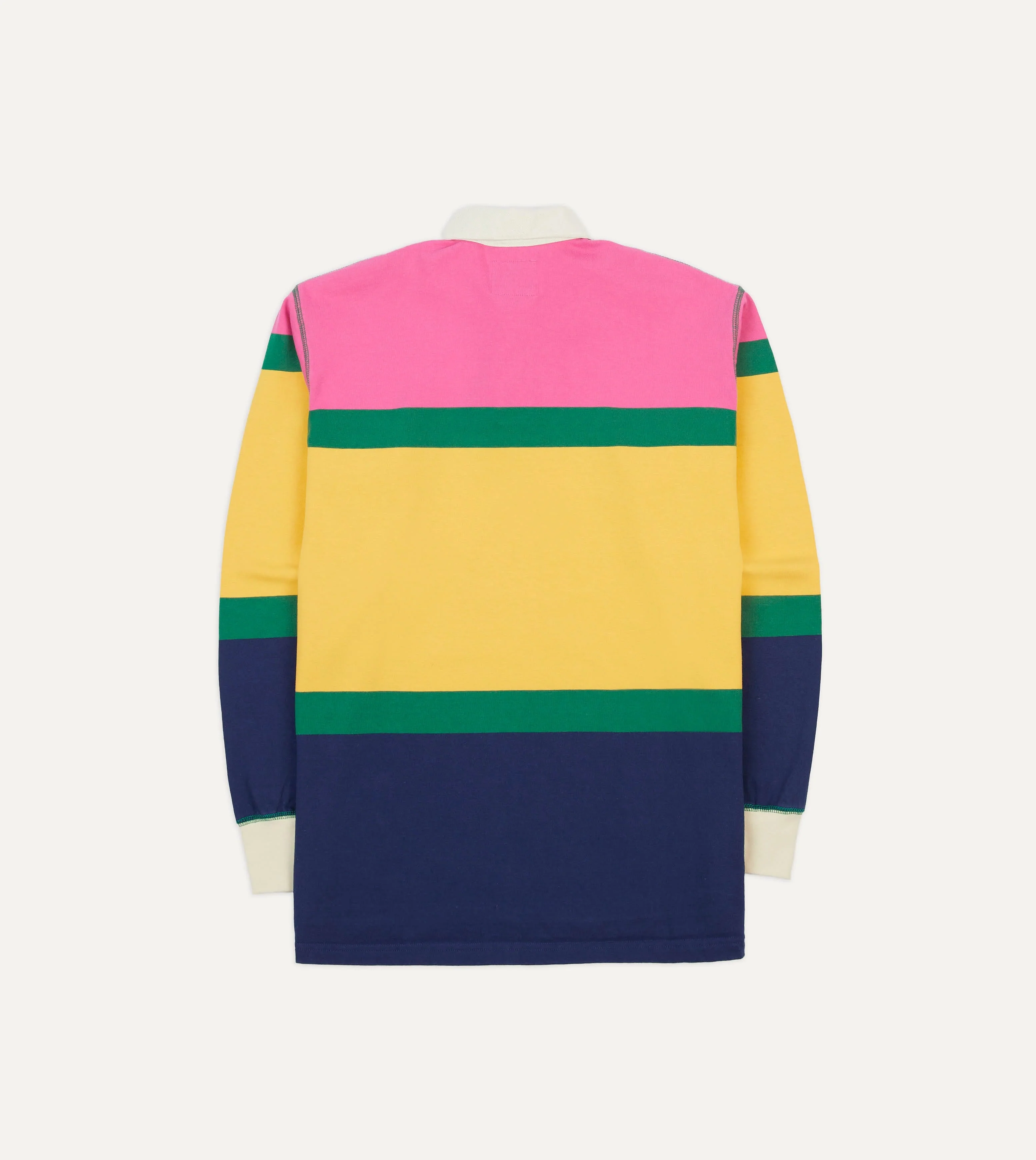 Pink, Green, Yellow and Navy Multi Stripe Cotton Rugby Shirt - Image 6