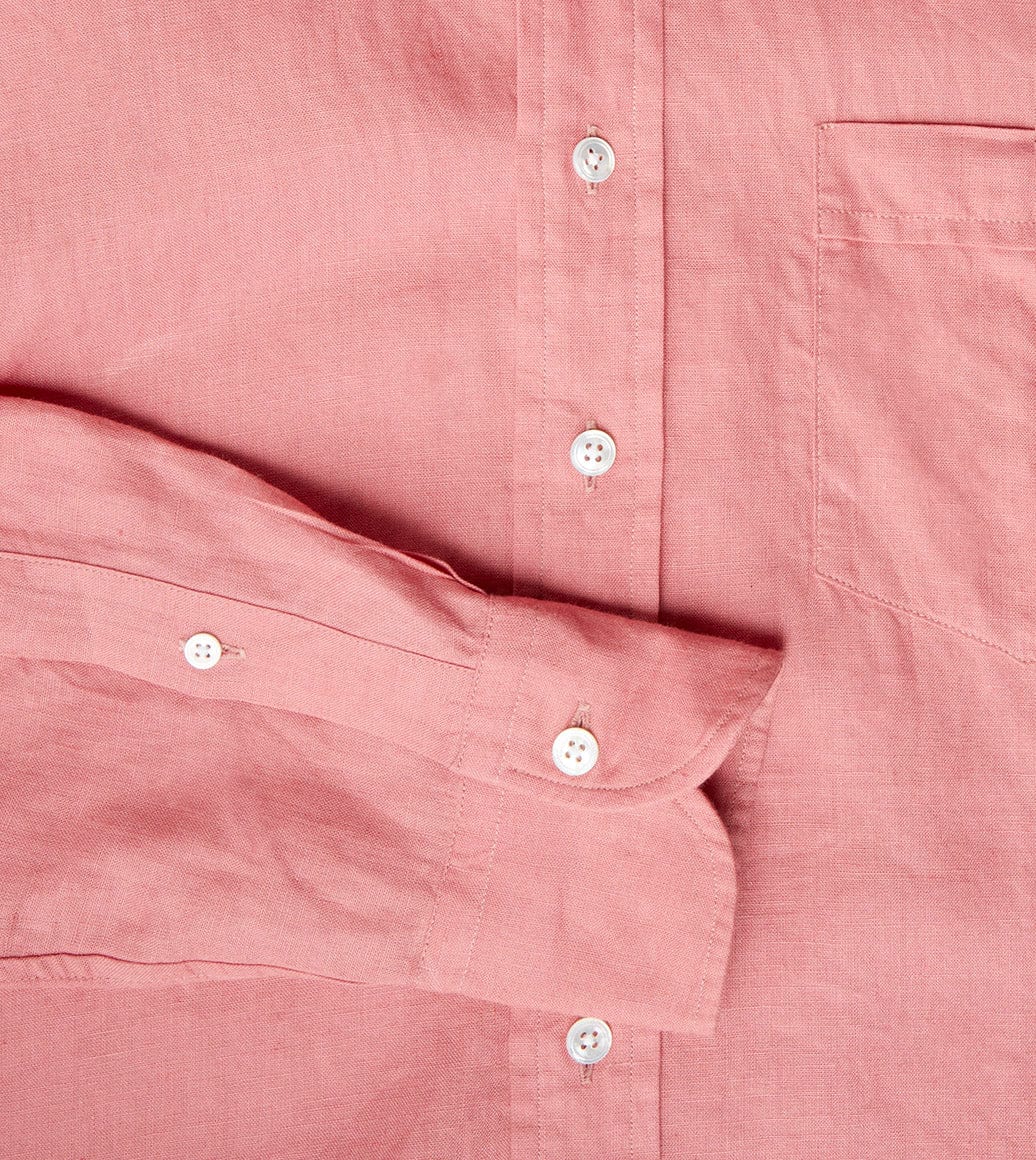 Pink Linen Spread Collar Shirt - Image 5