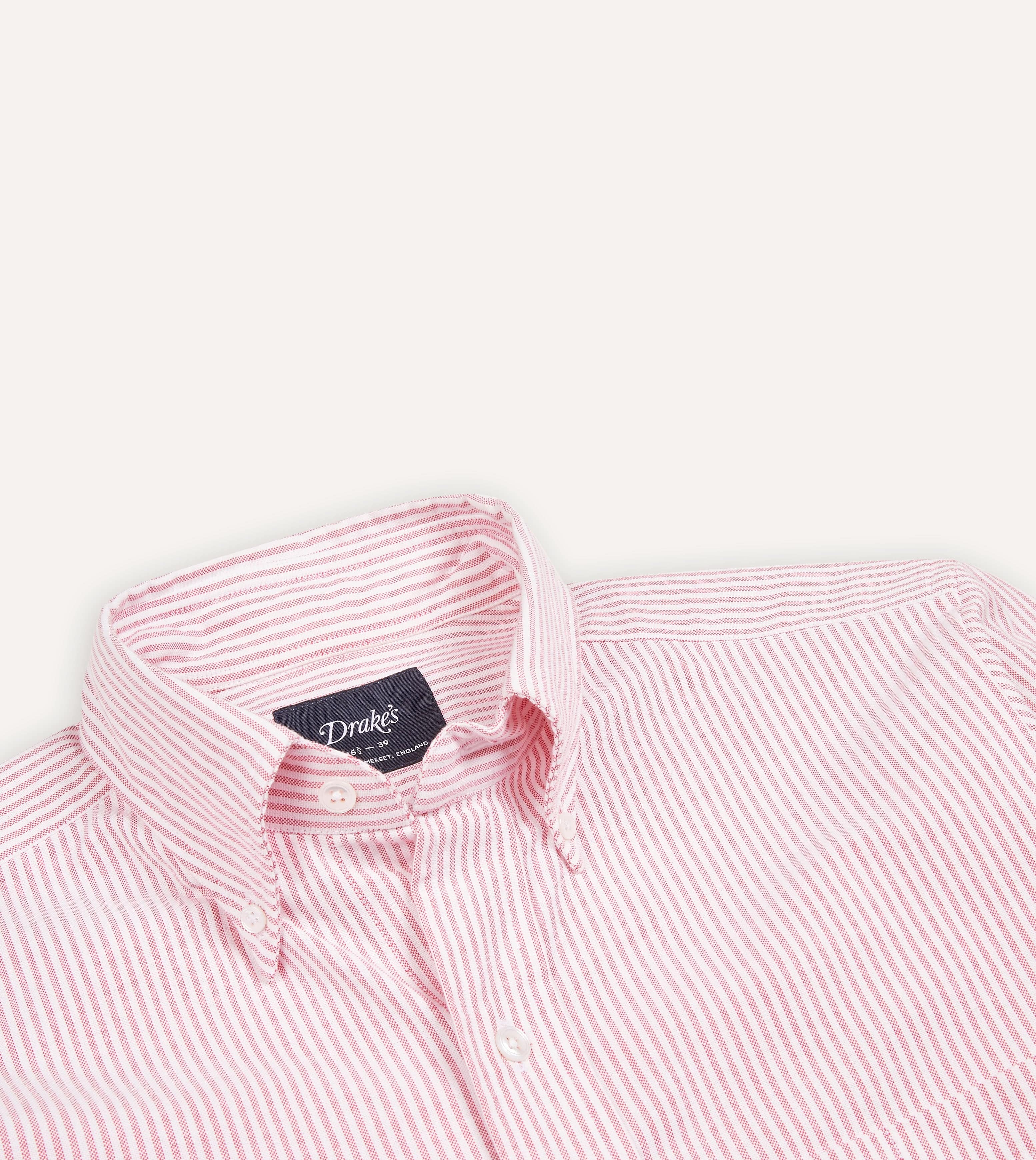 Pink Ticking Stripe Cotton Oxford Cloth Button-Down Shirt - Image 3