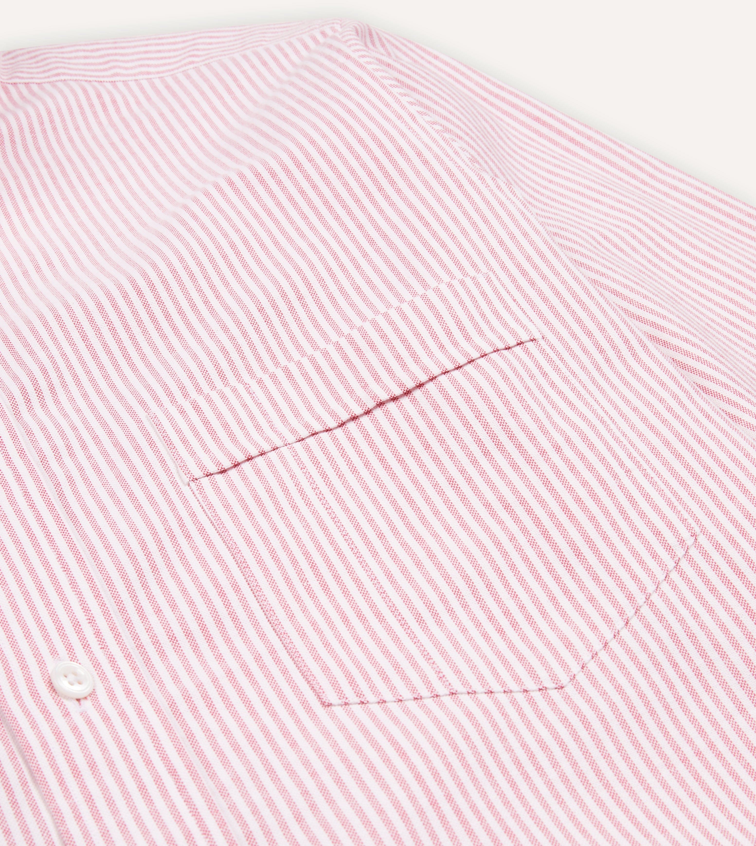 Pink Ticking Stripe Cotton Oxford Cloth Button-Down Shirt - Image 4