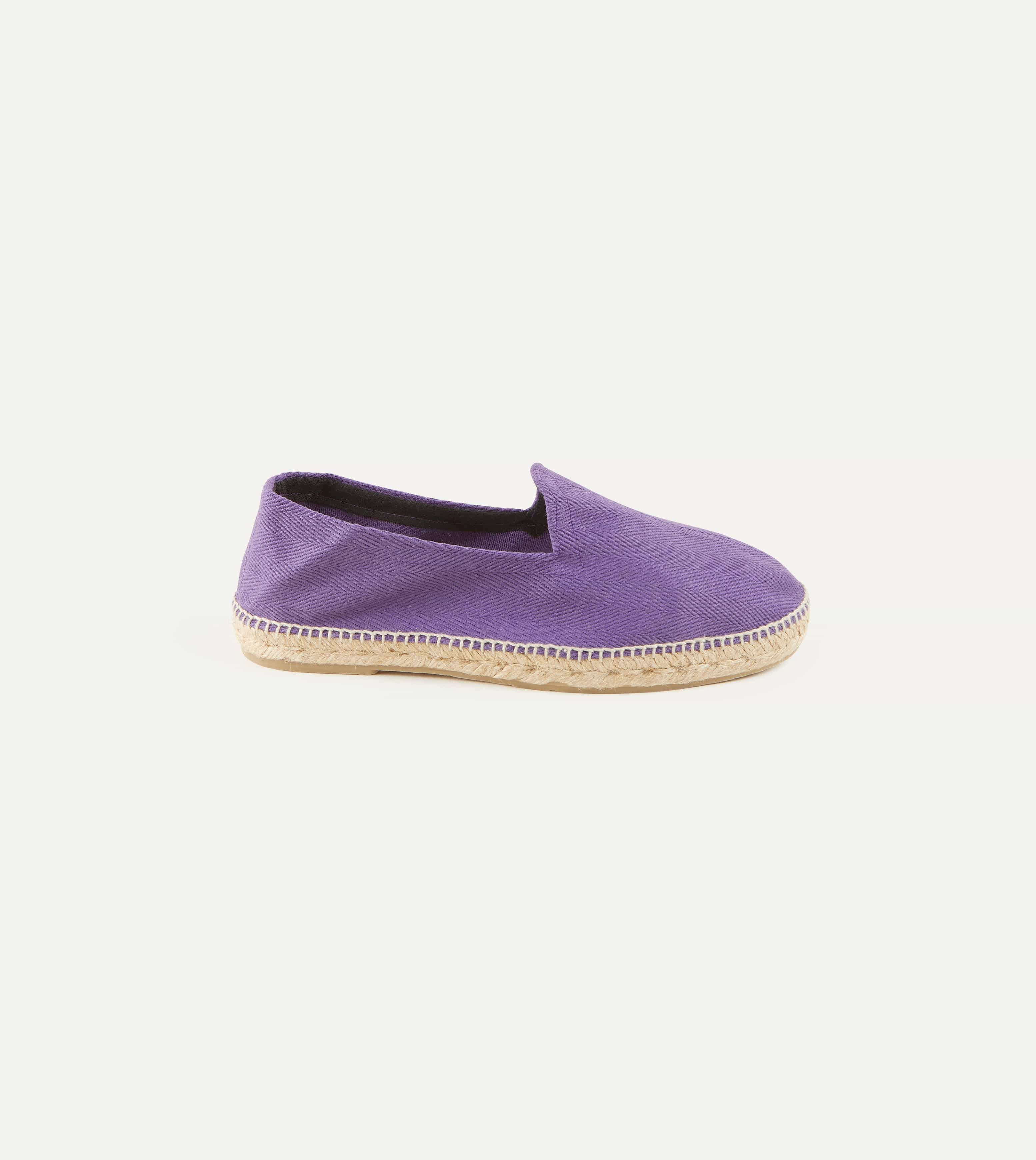 Purple Herringbone Cotton Espadrilles - Image 4