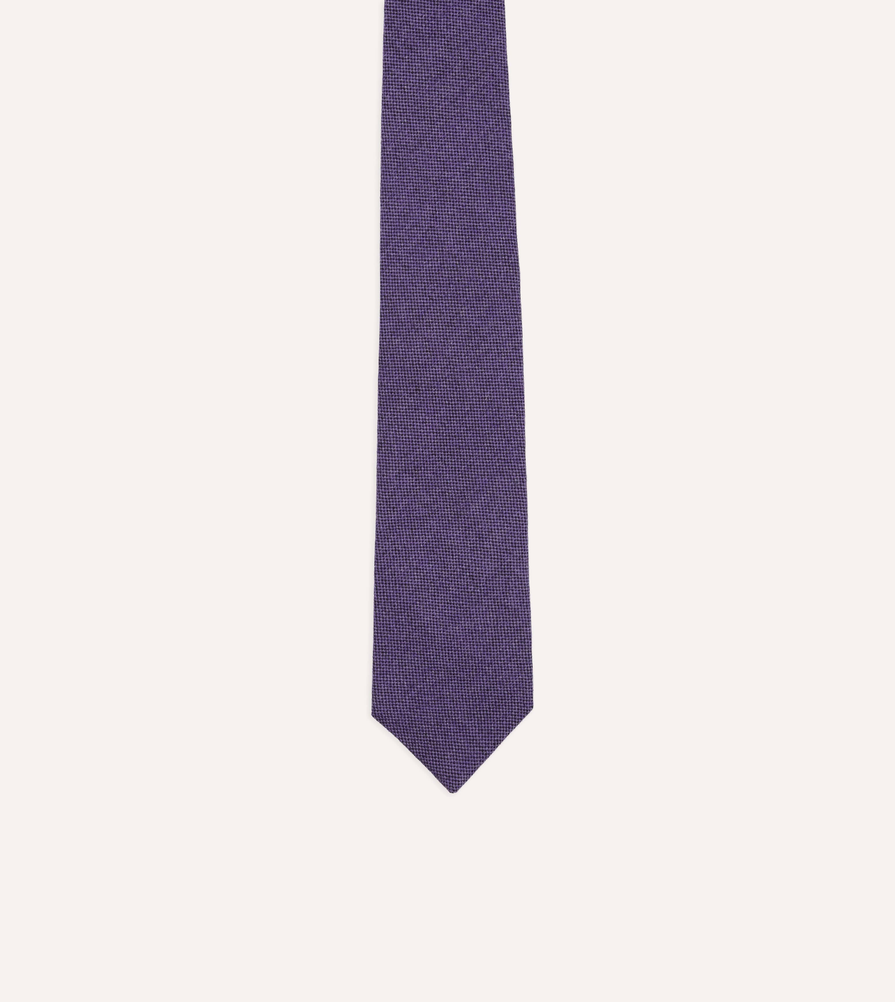 Purple Pure Cashmere Solid Tipped Tie - Image 3