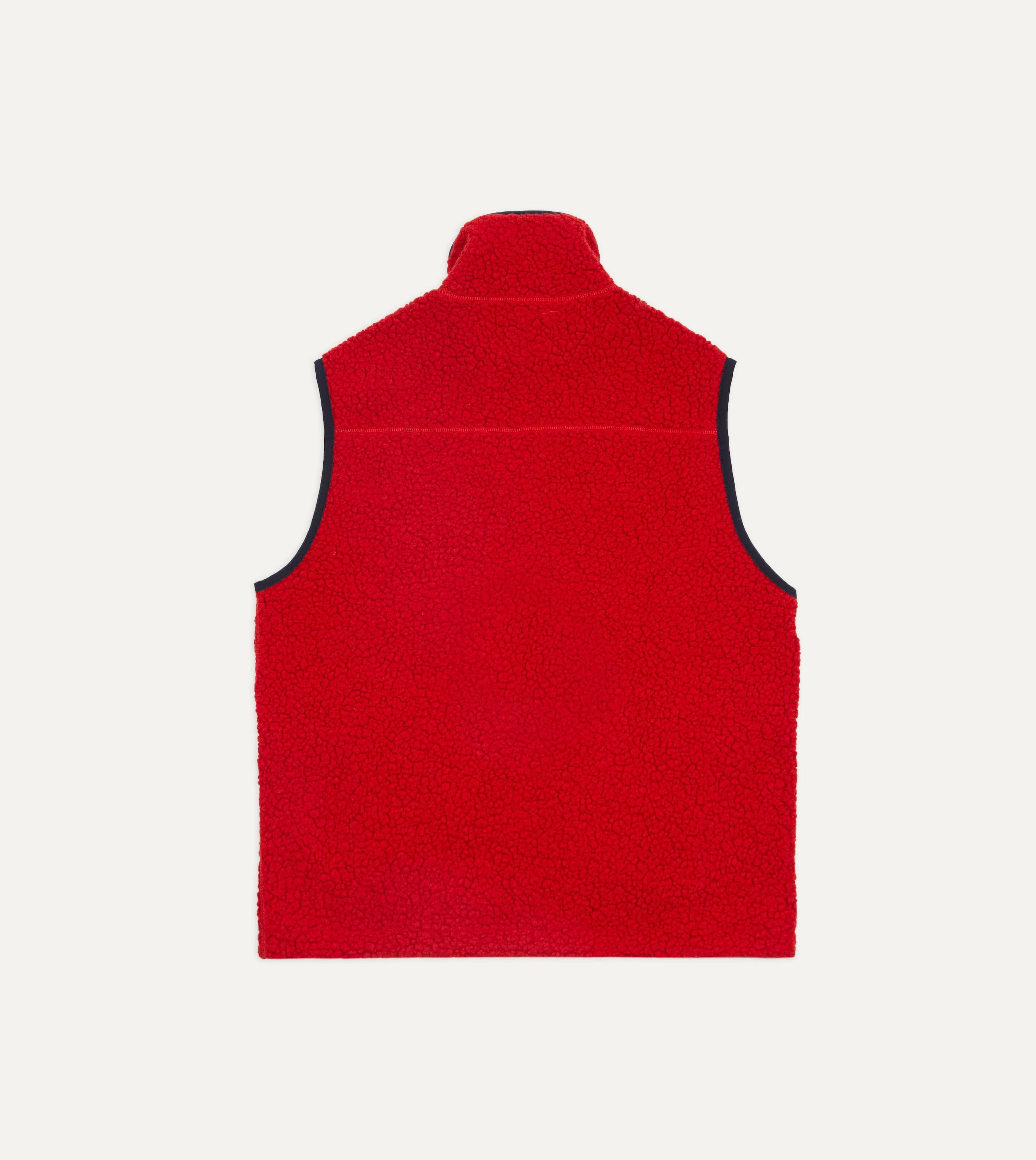 Red Boucle Wool Zip Fleece Vest - Image 6