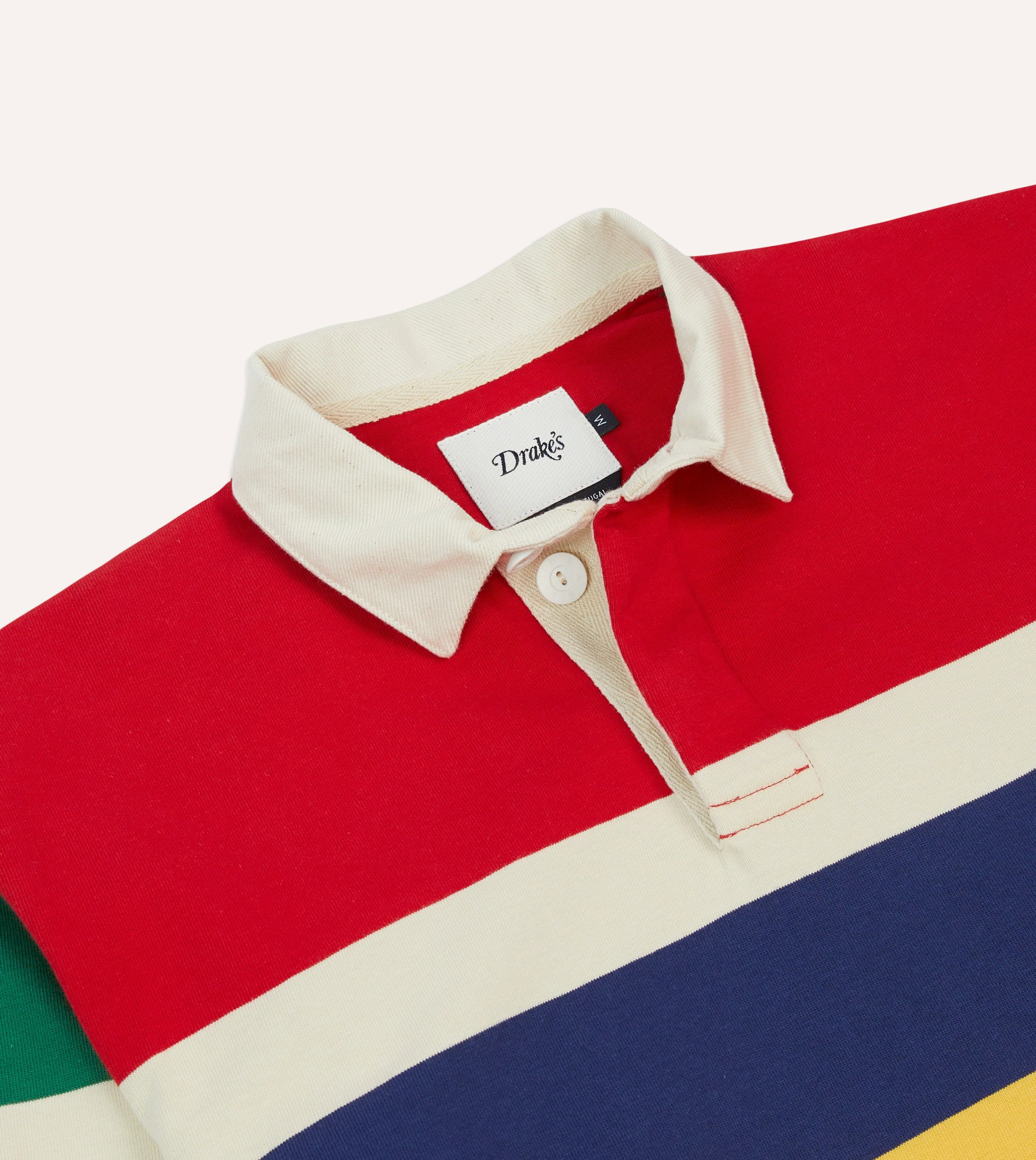 Red, Yellow and Navy Multi Stripe Cotton Rugby Shirt - Image 3