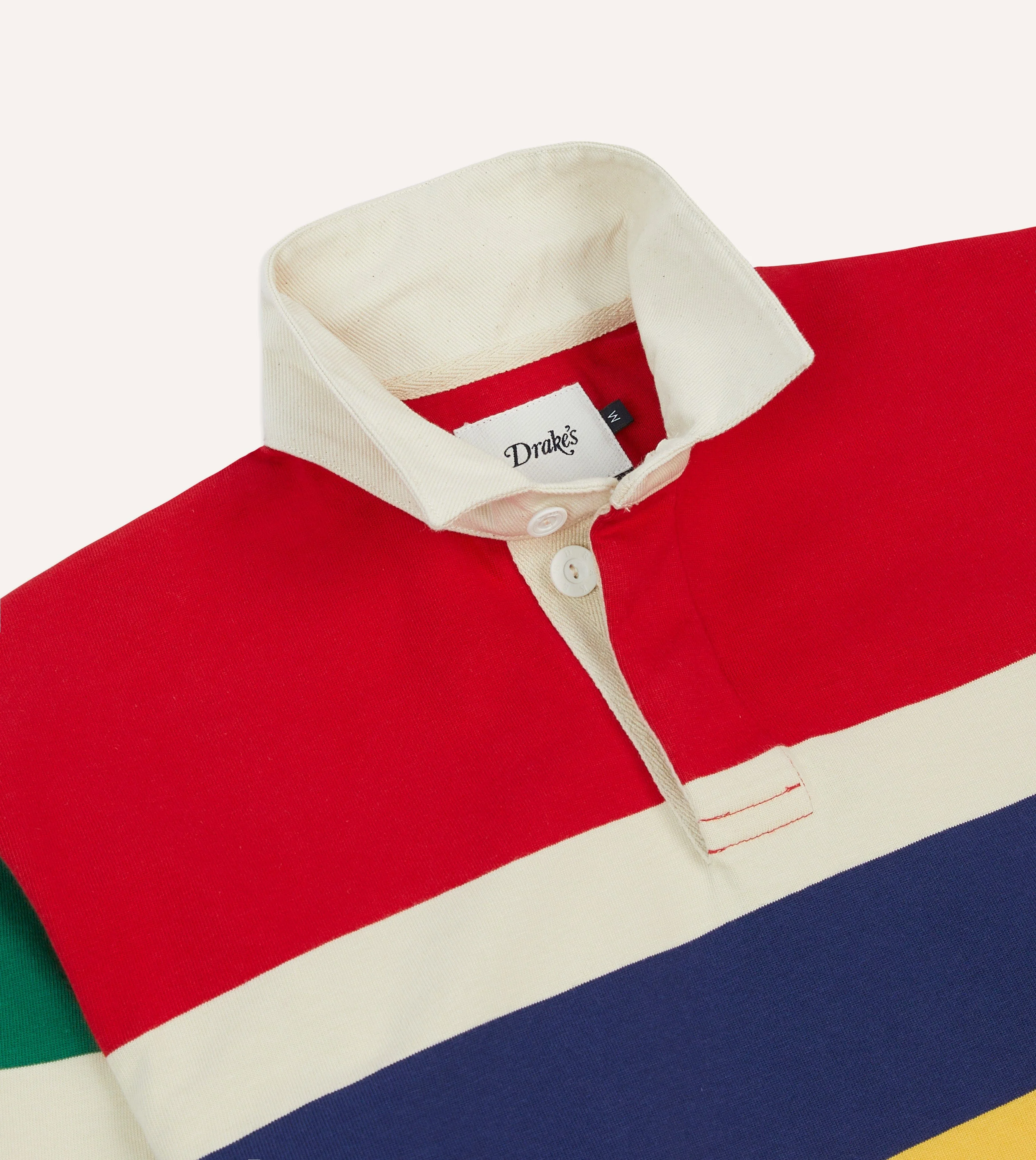 Red, Yellow and Navy Multi Stripe Cotton Rugby Shirt - Image 4