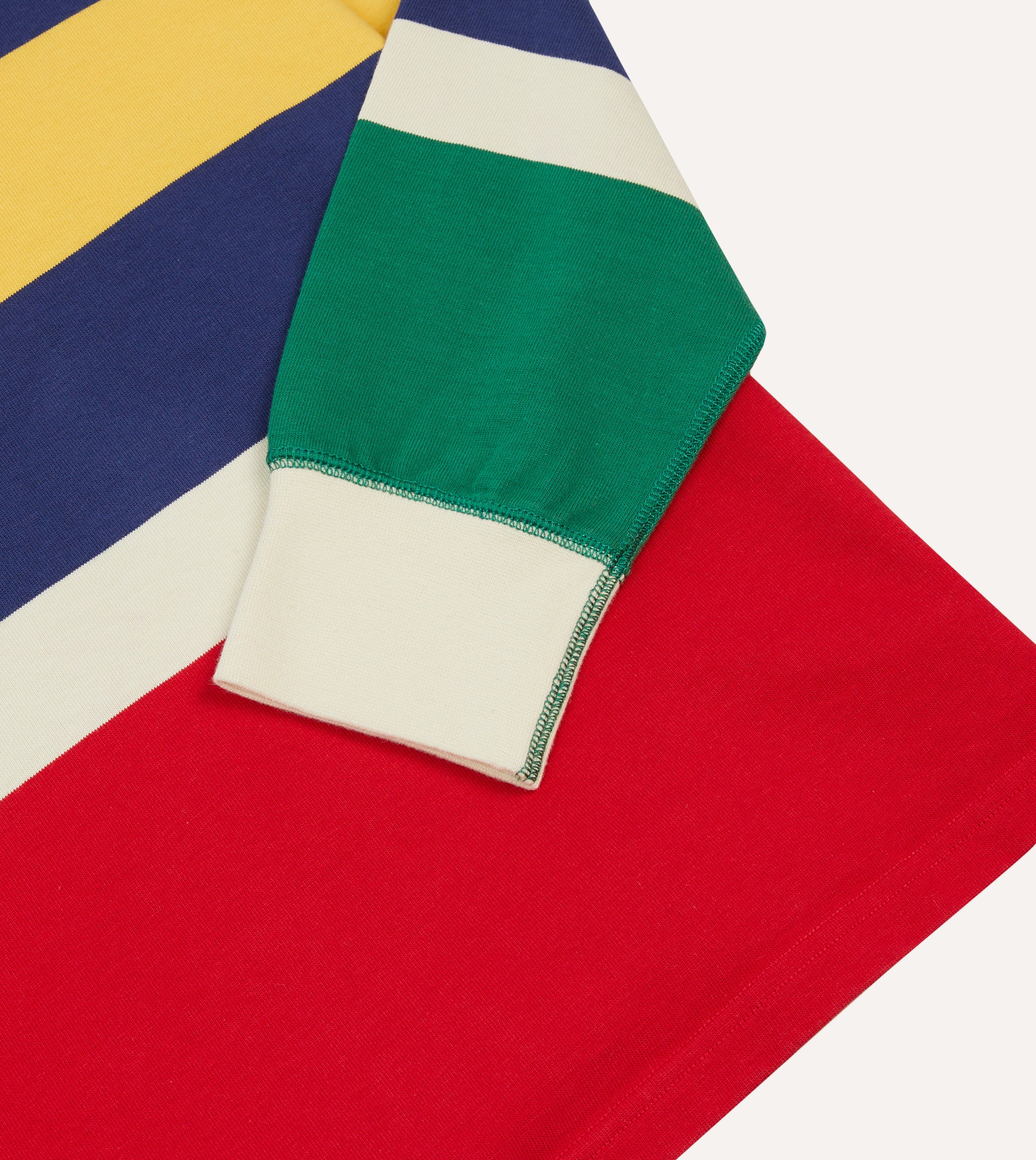 Red, Yellow and Navy Multi Stripe Cotton Rugby Shirt - Image 5