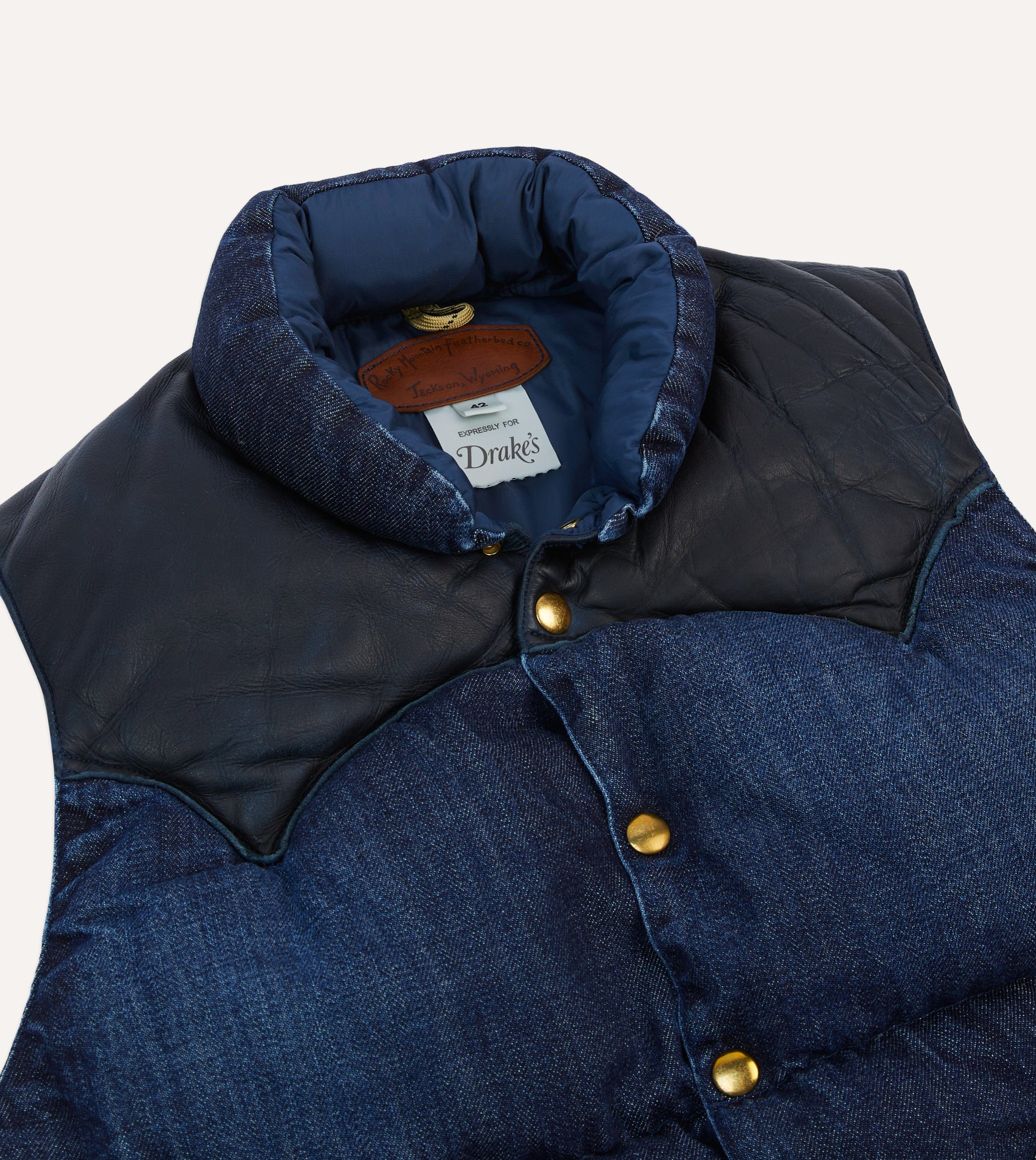 Rocky Mountain Featherbed for Drake's Indigo Denim Christy Down Vest - Image 3