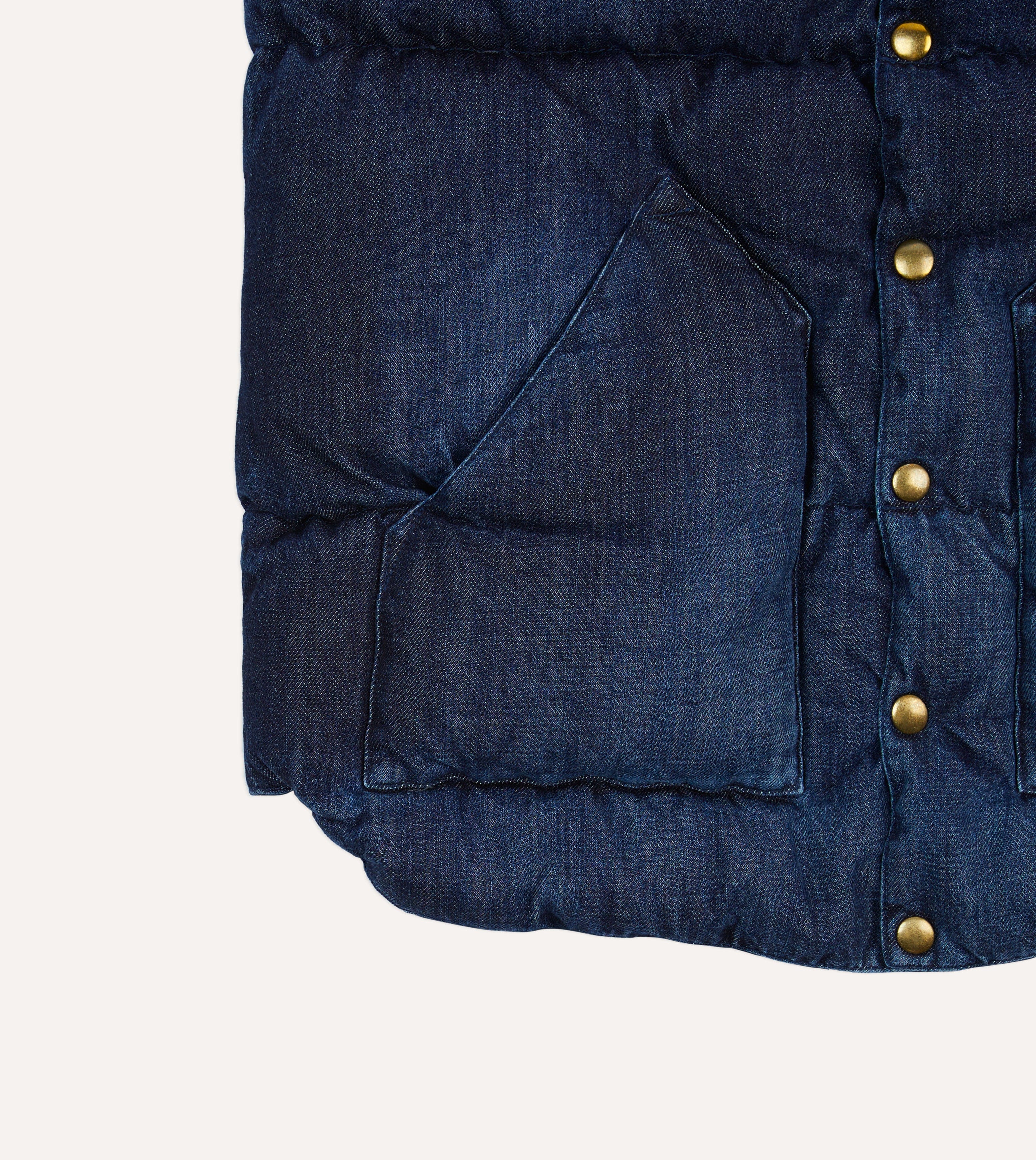 Rocky Mountain Featherbed for Drake's Indigo Denim Christy Down Vest - Image 5