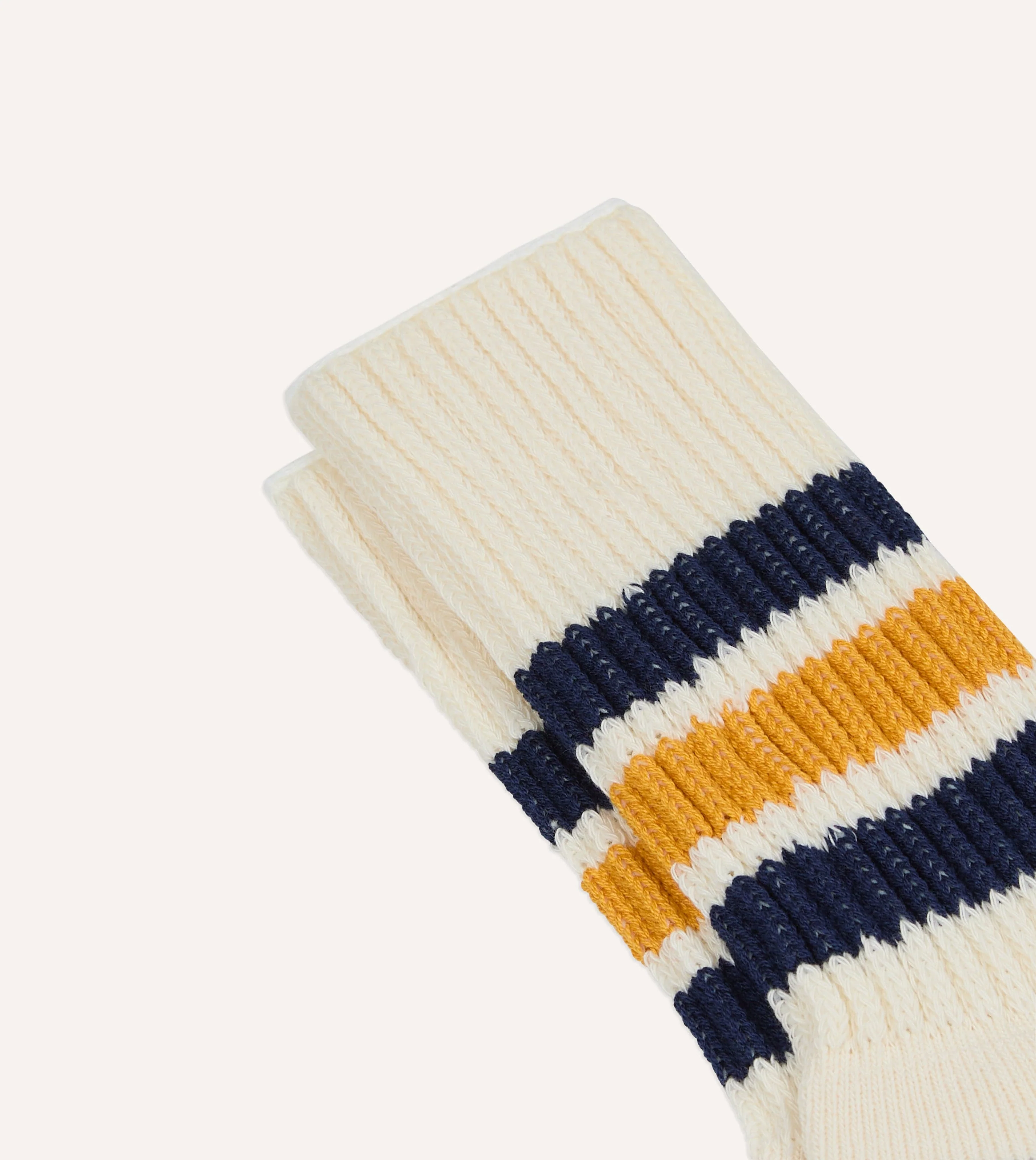 RoToTo Navy and Yellow Cotton Crew Socks - Image 3