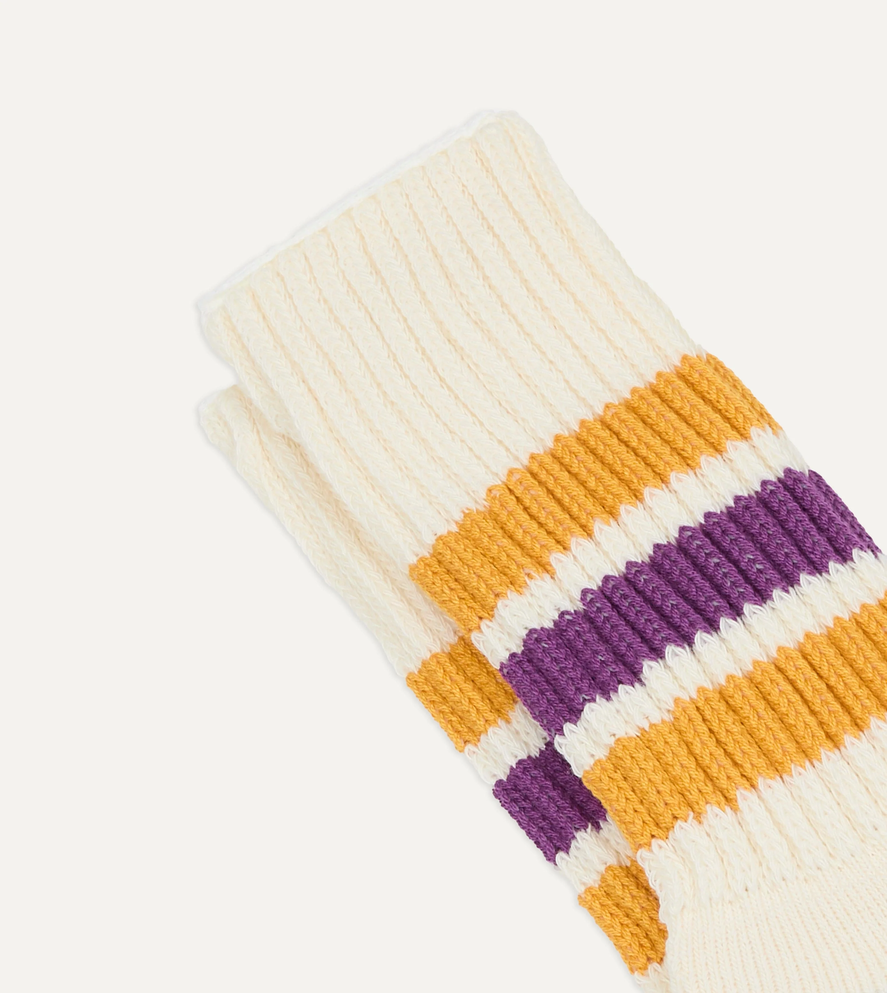 RoToTo Yellow and Purple Cotton Crew Socks - Image 3