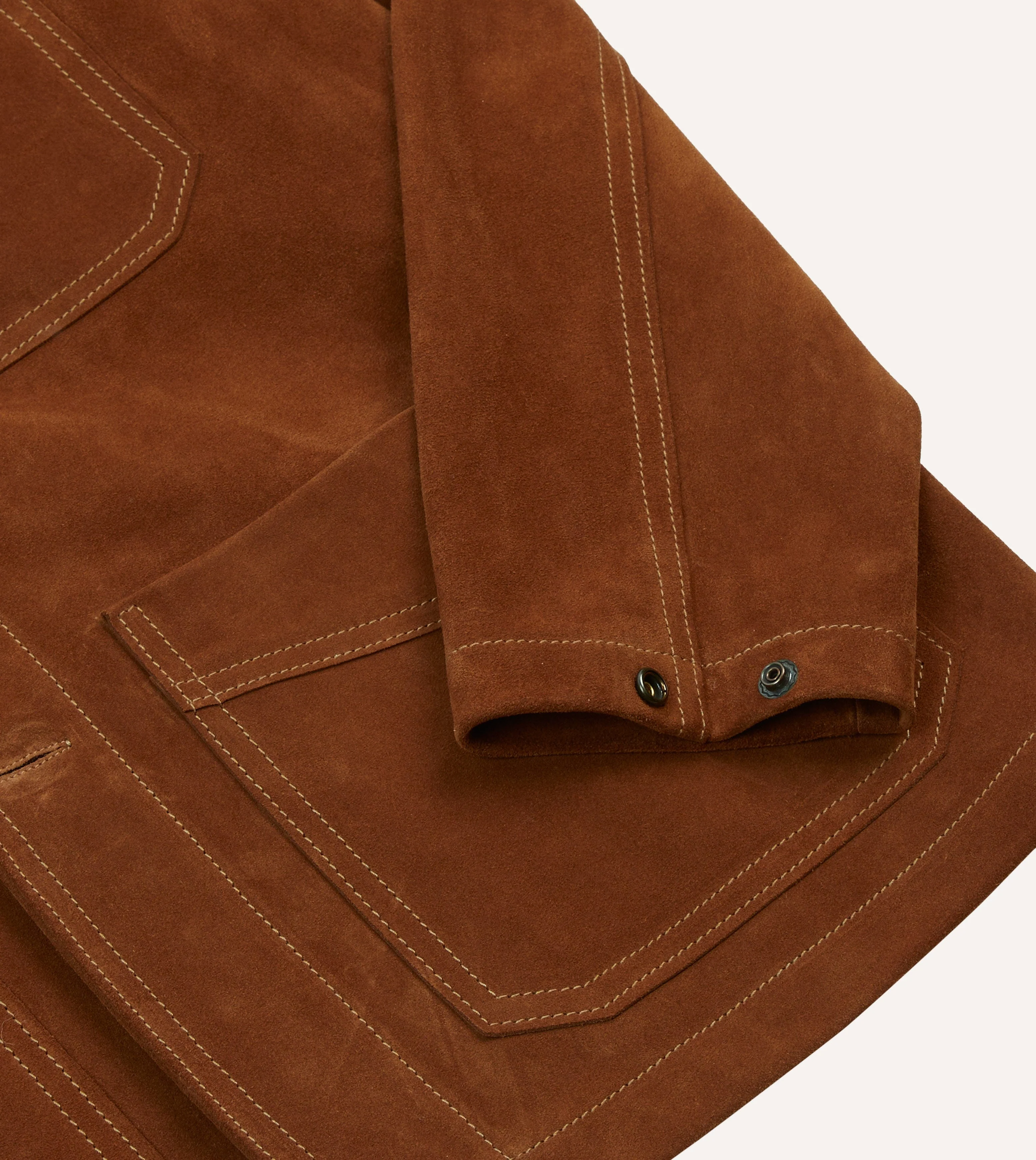 Rust Heavyweight Suede Five-Pocket Chore Jacket - Image 5