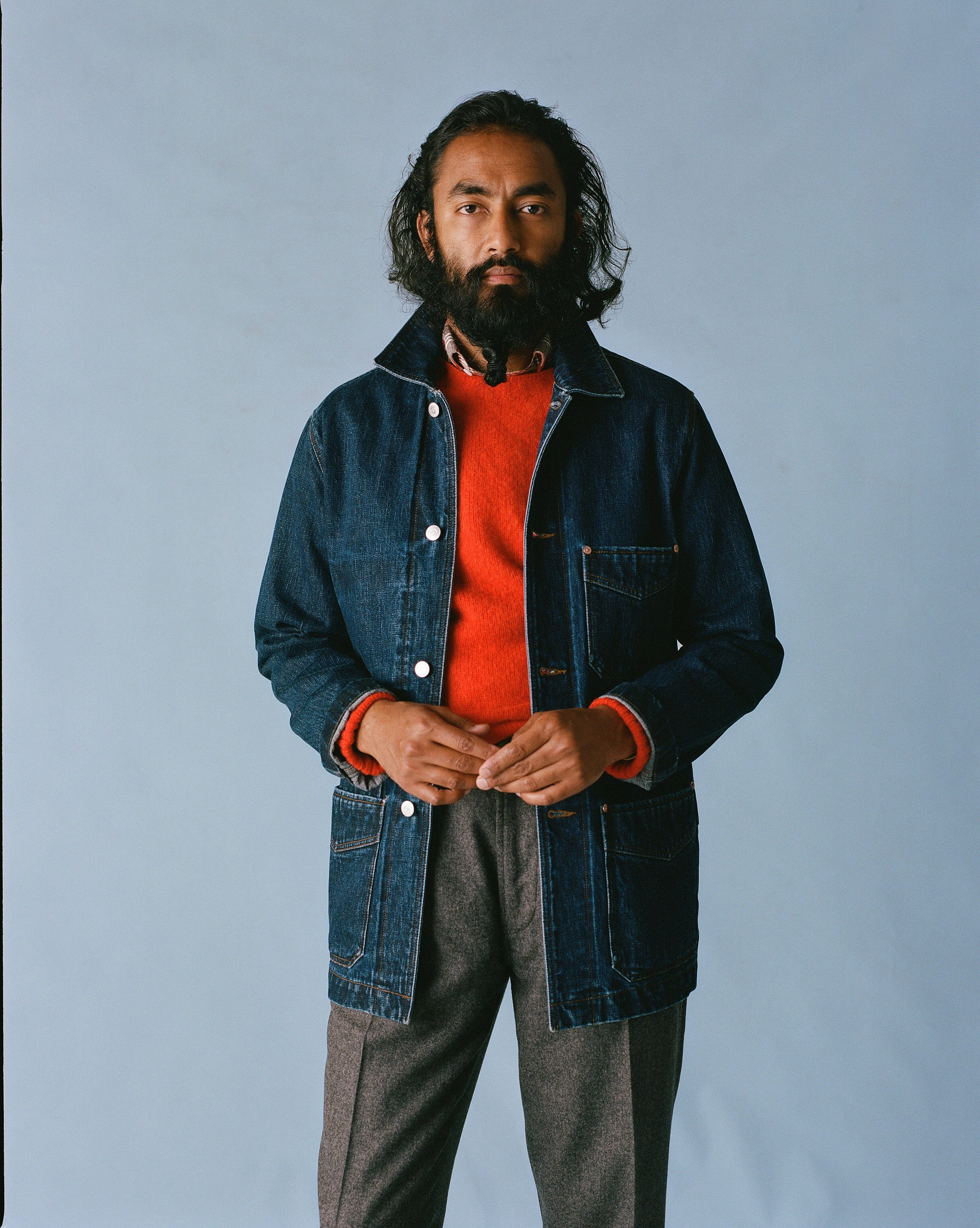 Stone Wash Selvedge Denim Five-Pocket Chore Jacket - Image 10