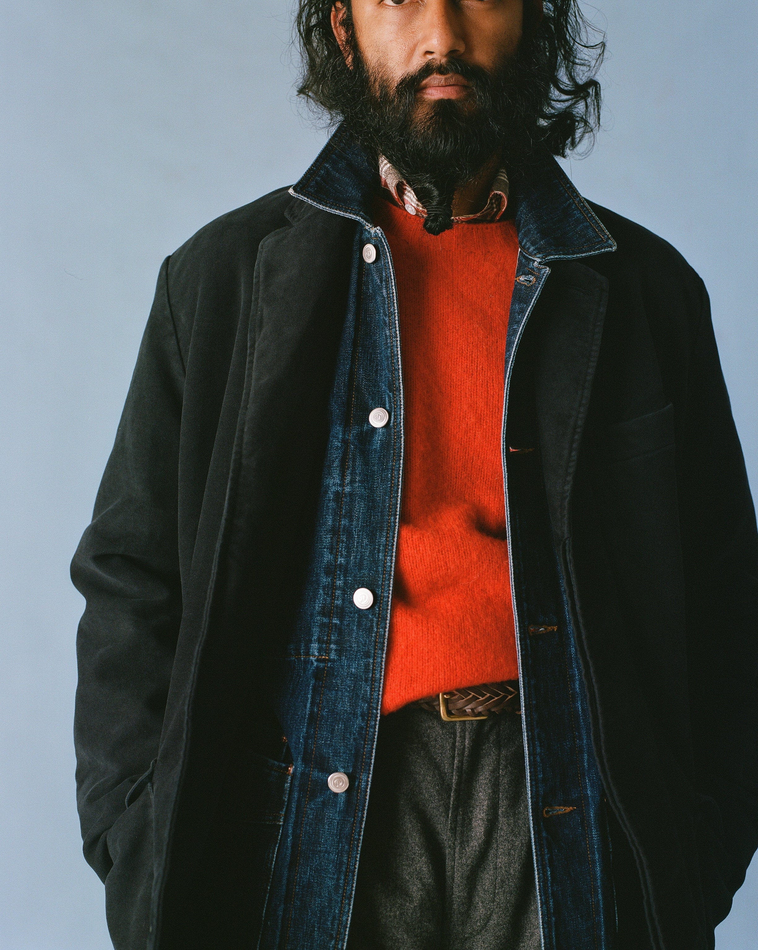 Stone Wash Selvedge Denim Five-Pocket Chore Jacket - Image 11