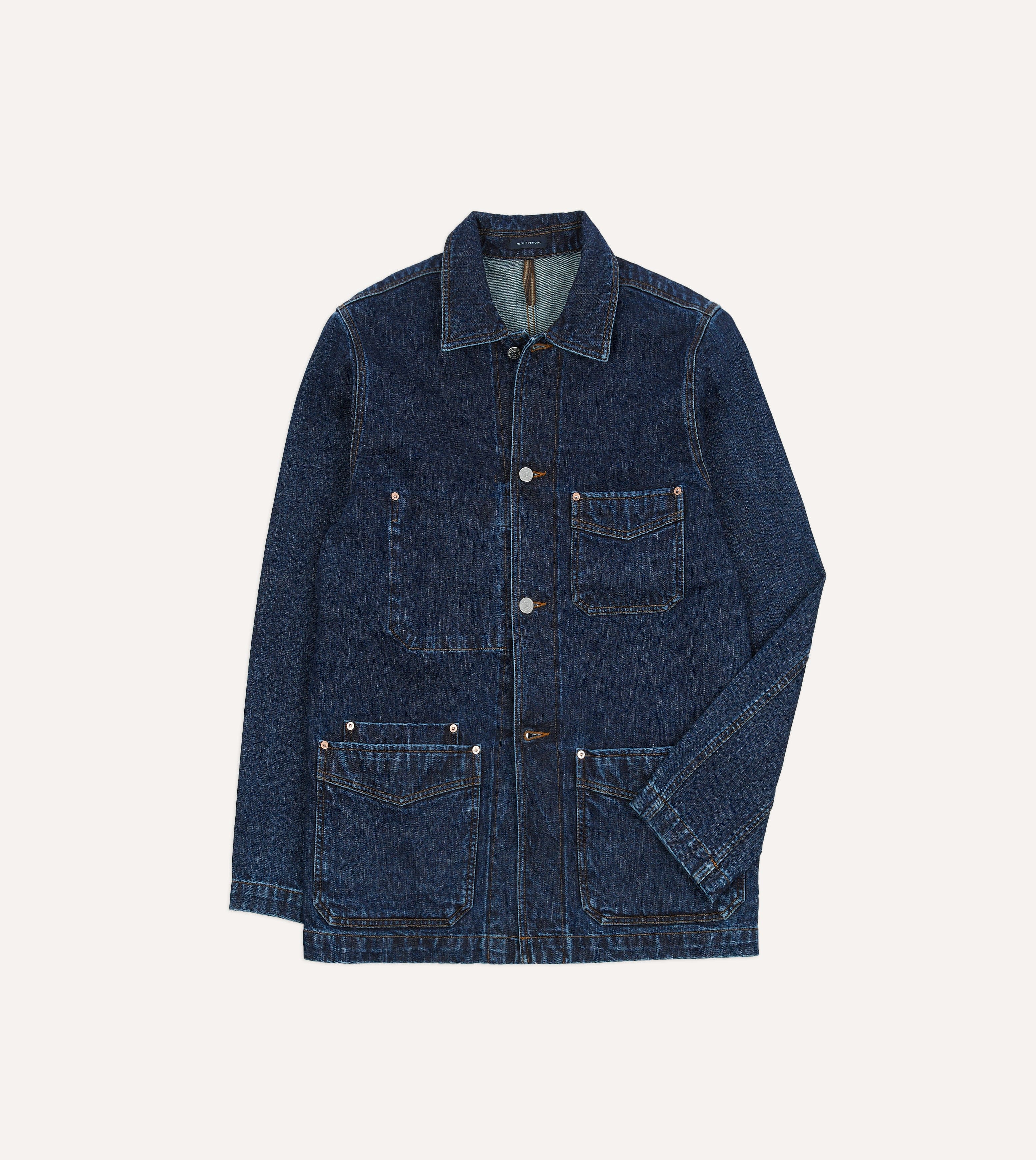 Stone Wash Selvedge Denim Five-Pocket Chore Jacket - Image 3