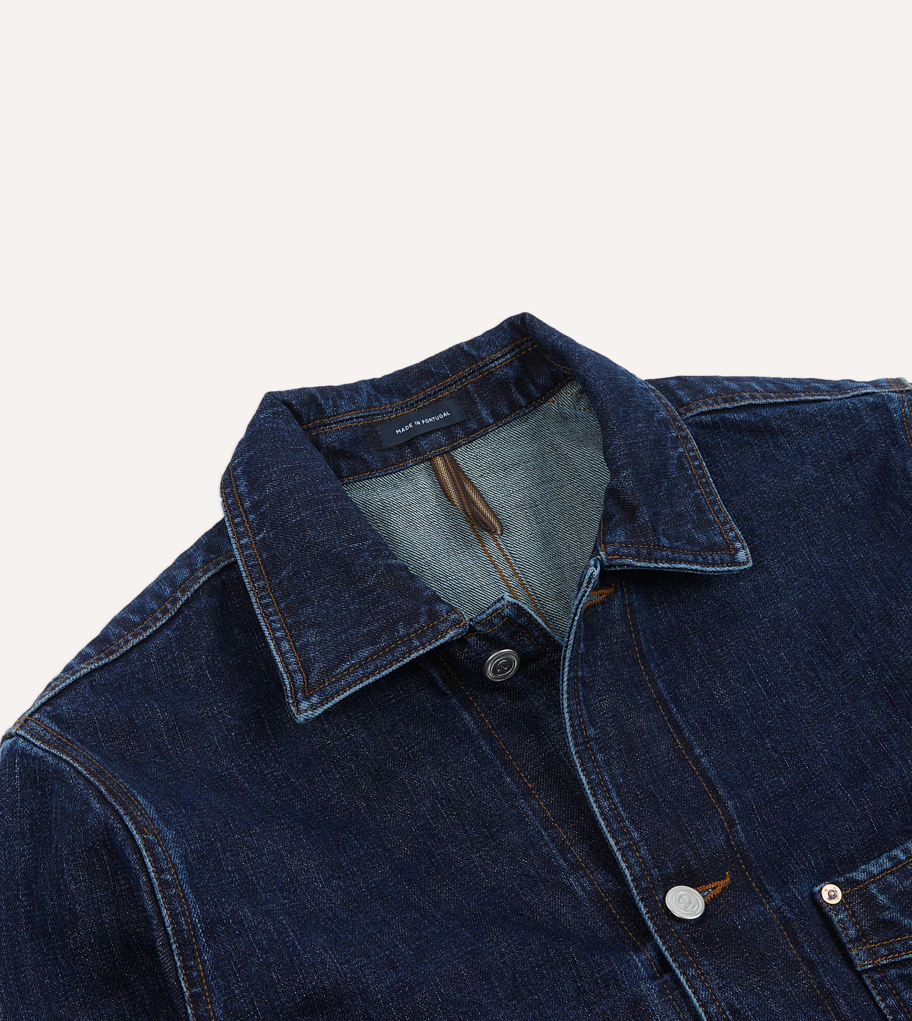 Stone Wash Selvedge Denim Five-Pocket Chore Jacket - Image 4
