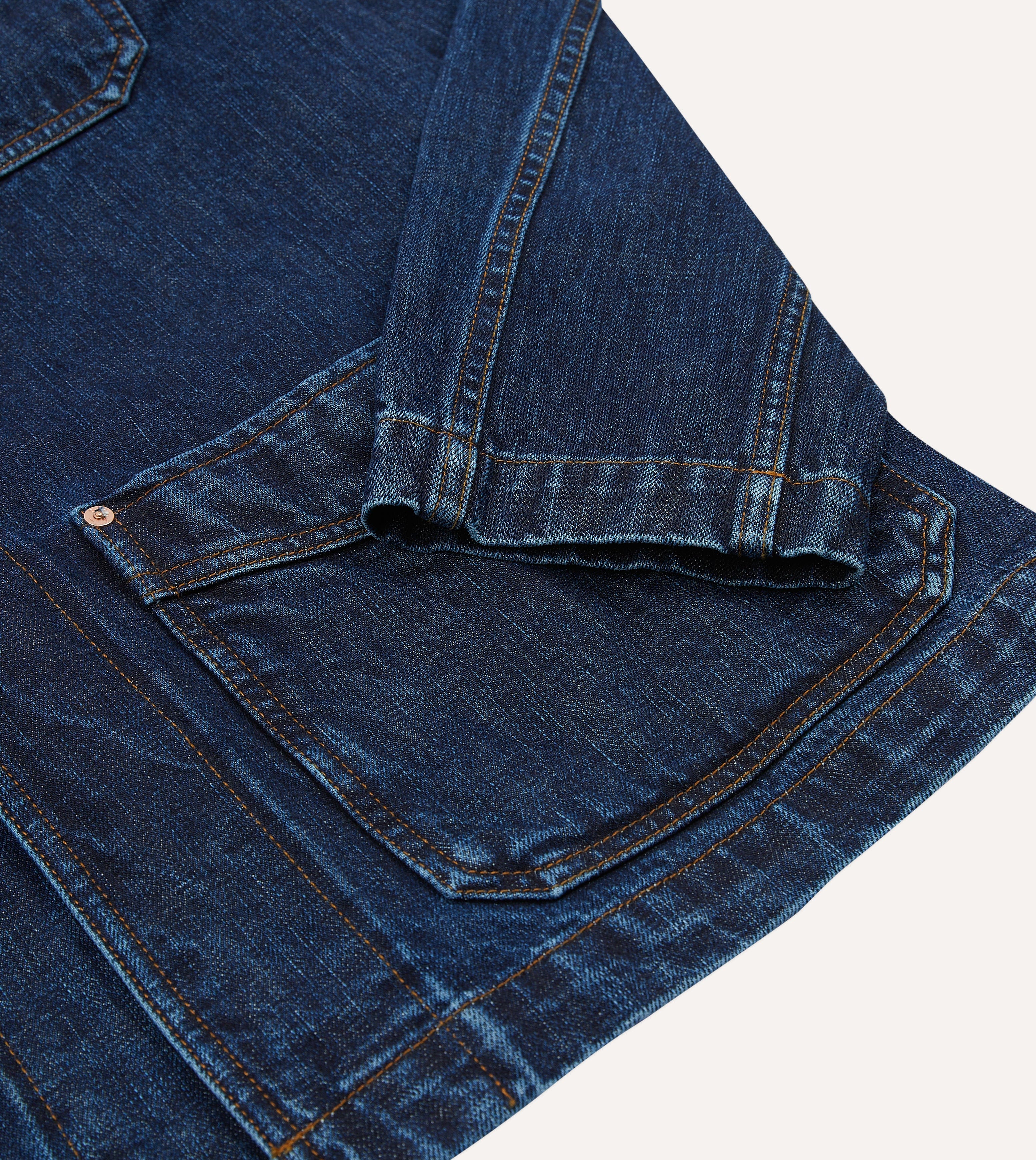 Stone Wash Selvedge Denim Five-Pocket Chore Jacket - Image 6