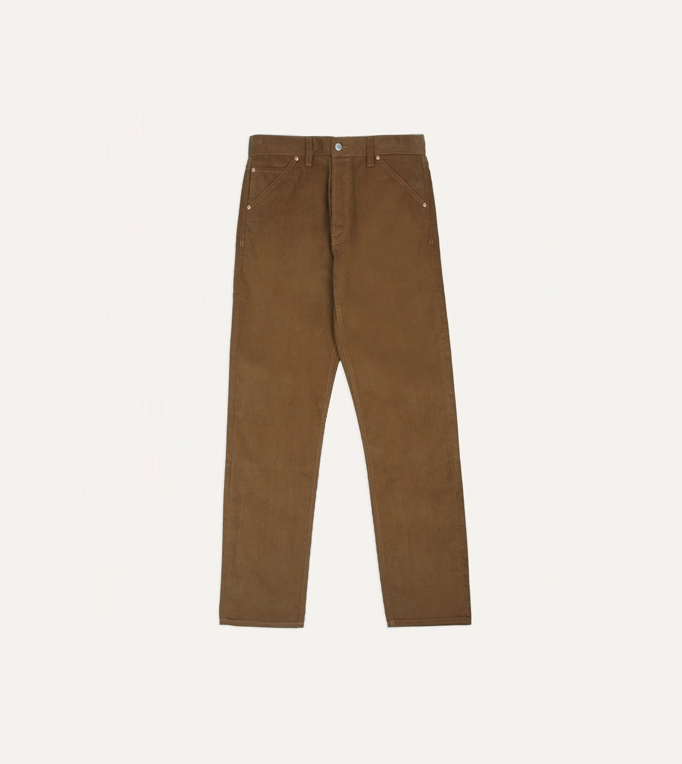 Tan Japanese Selvedge Needlecord Five-Pocket Trousers - Image 3