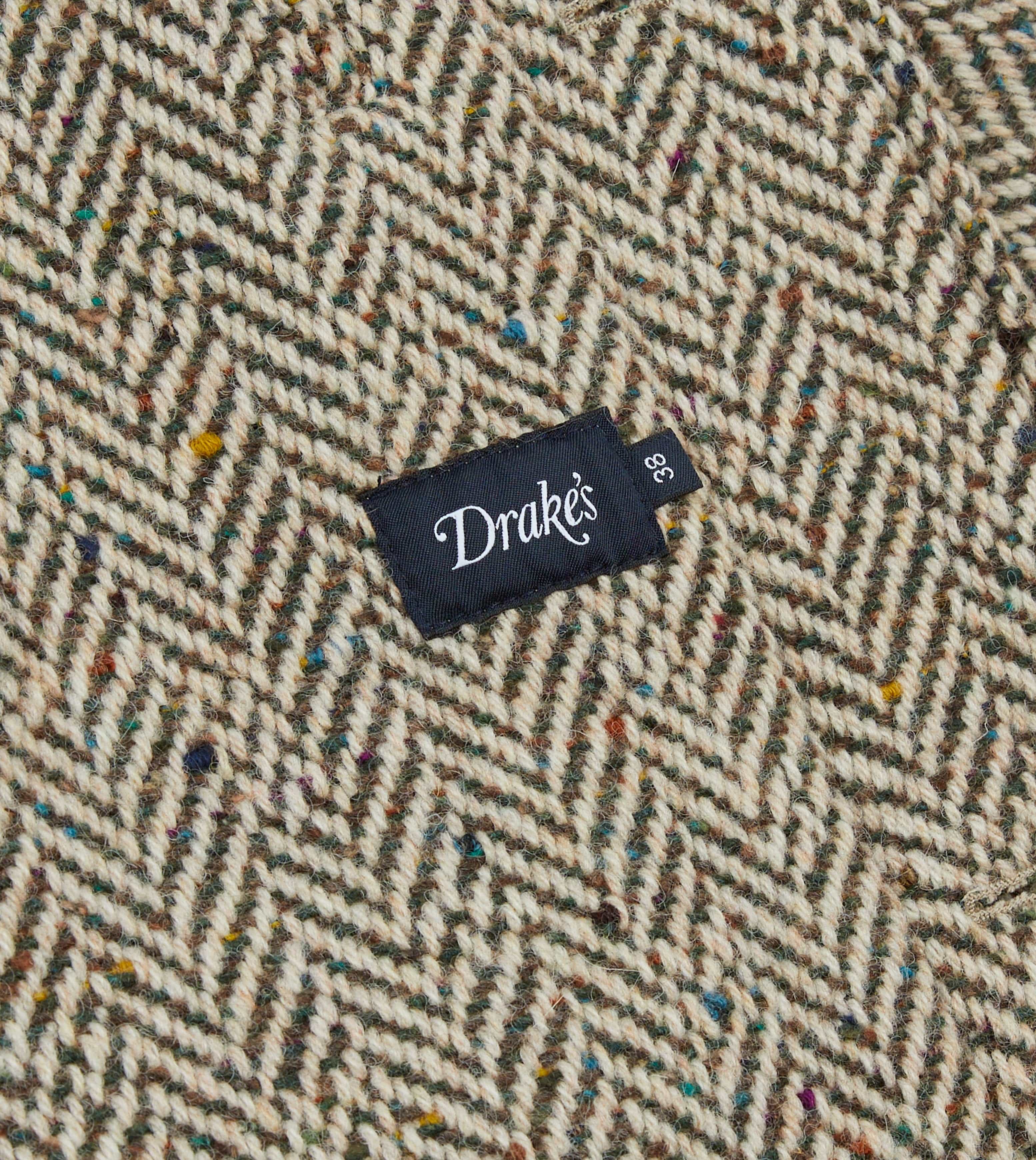 Taupe Herringbone Flecked Wool Raglan Coat - Image 7