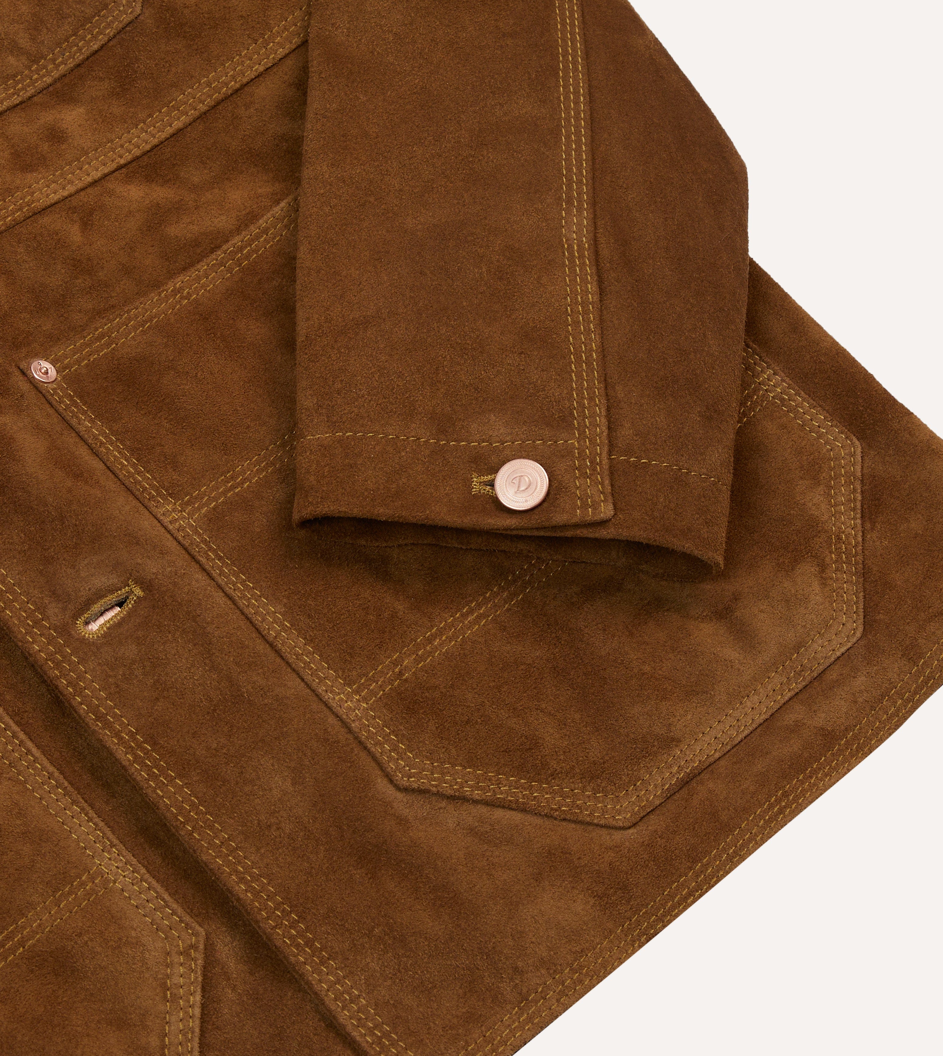 Tobacco Suede Blanket Lined Welder Jacket - Image 5
