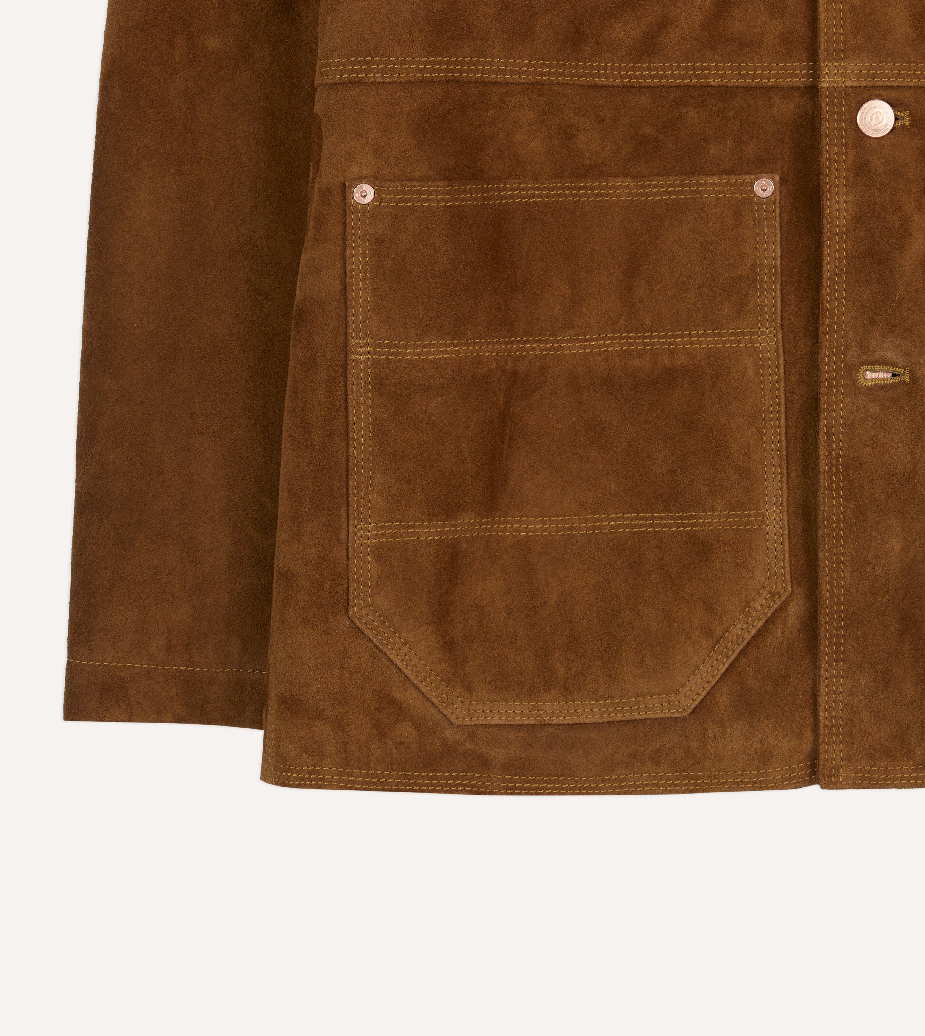 Tobacco Suede Blanket Lined Welder Jacket - Image 6