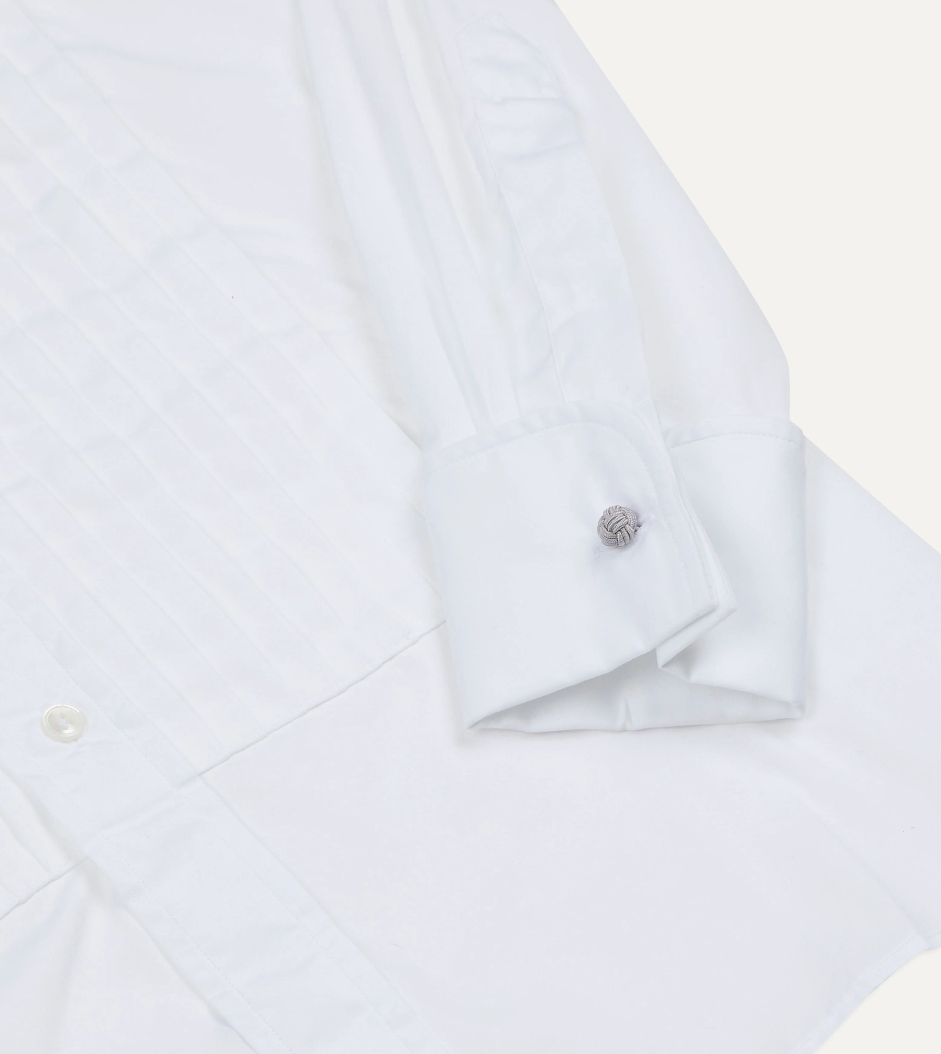 White Cotton Pleated Bib Front Dinner Shirt - Image 5