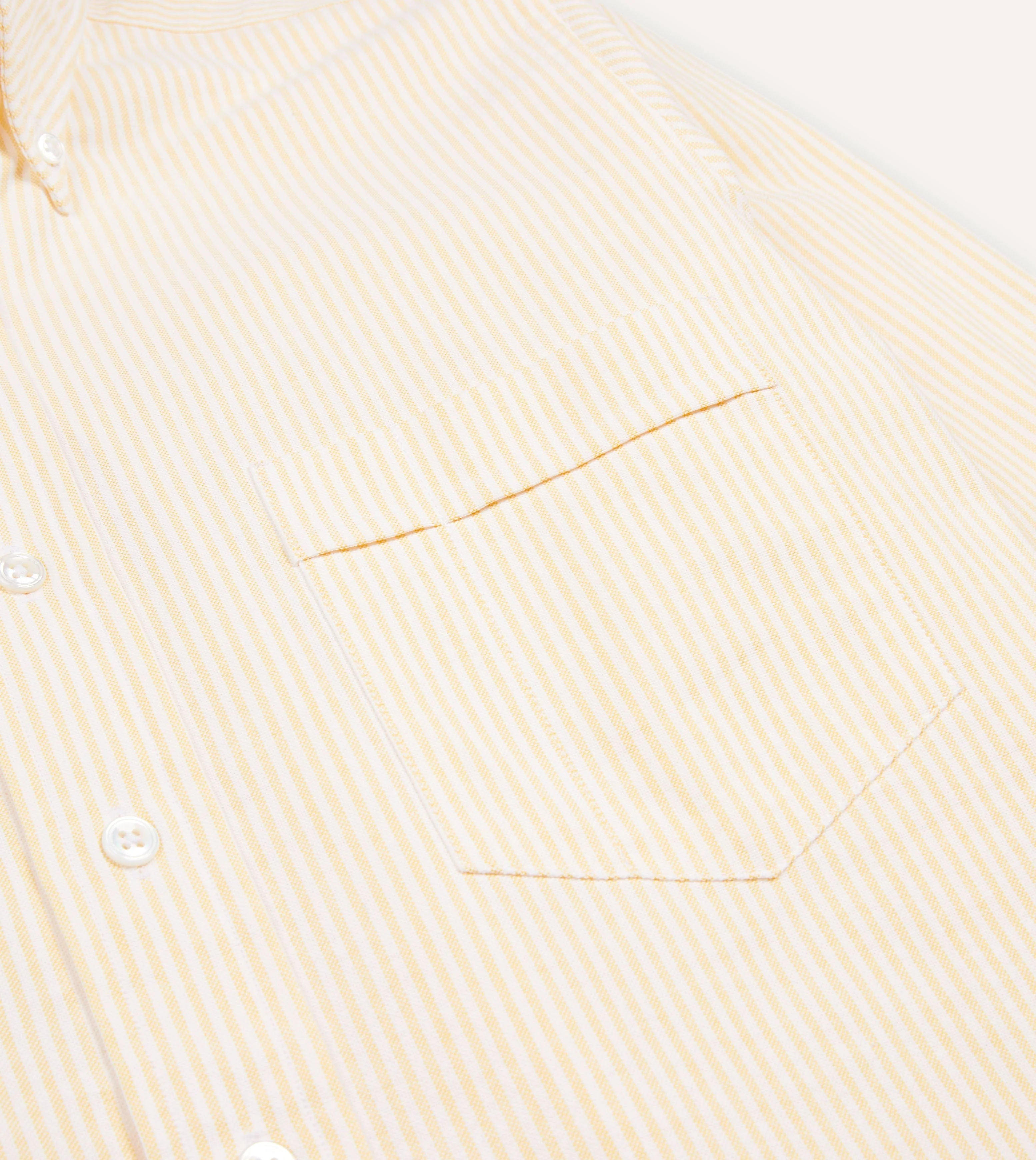 Yellow Ticking Stripe Cotton Oxford Cloth Button-Down Shirt - Image 4