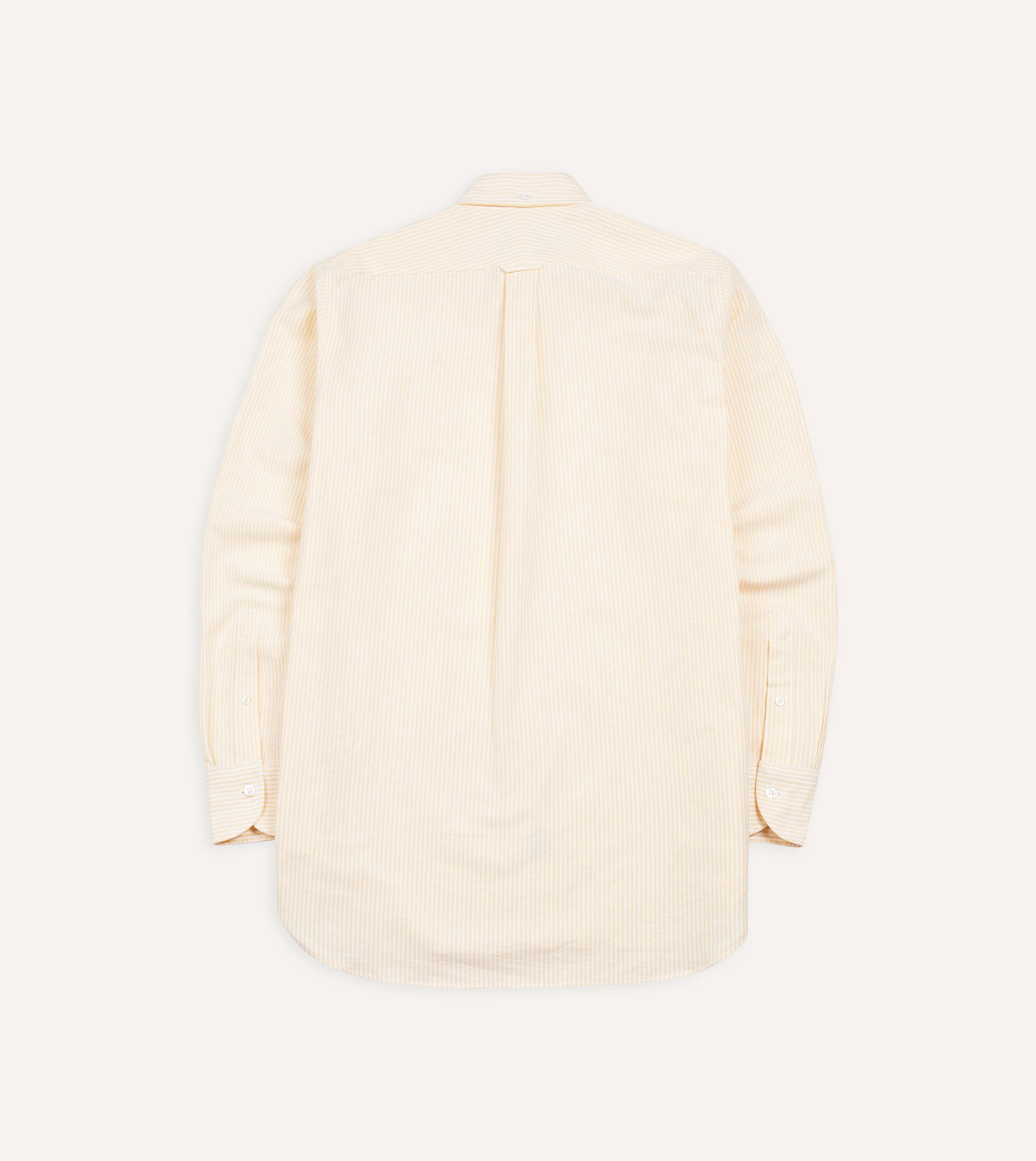 Yellow Ticking Stripe Cotton Oxford Cloth Button-Down Shirt - Image 5