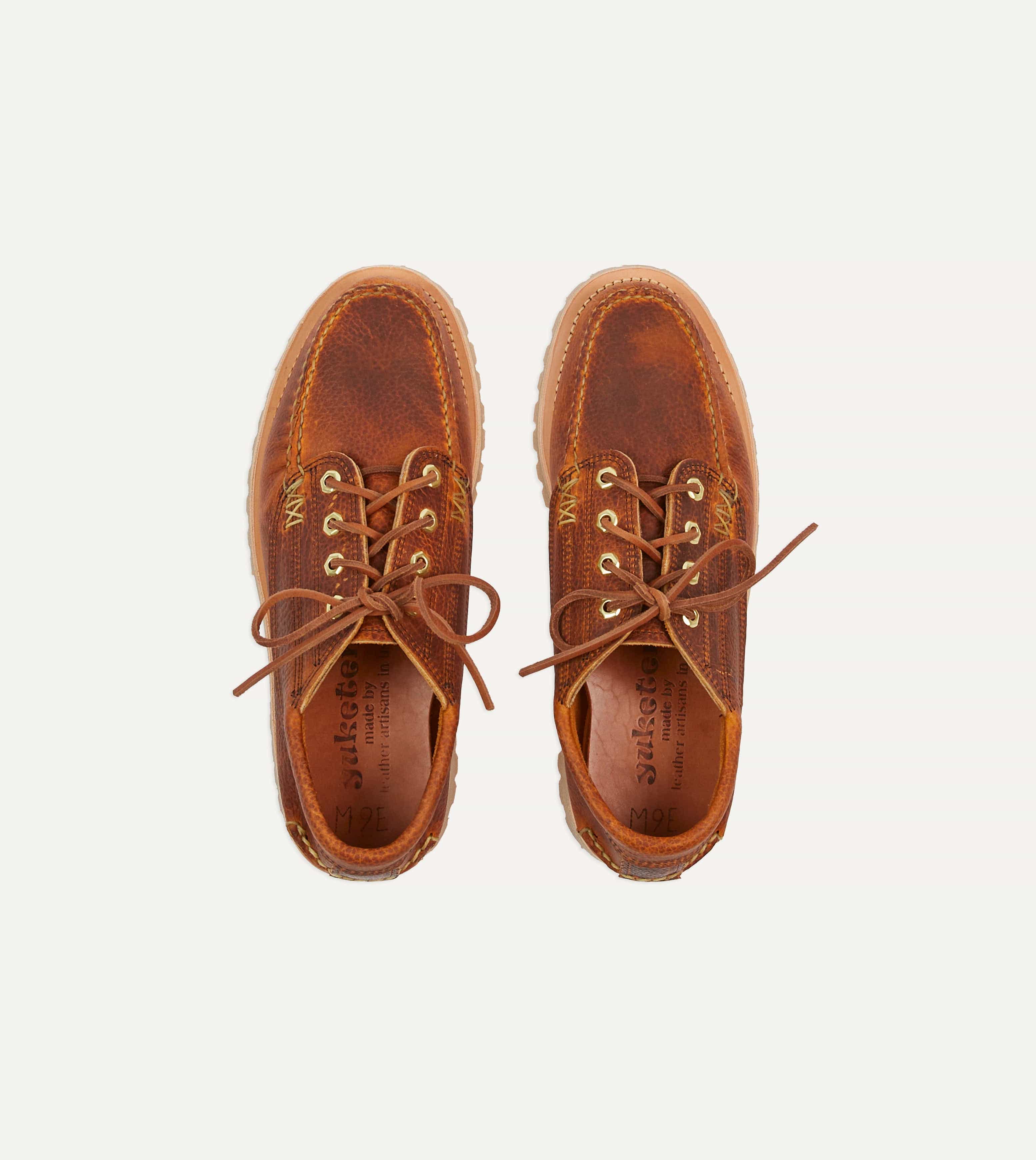 Yuketen Brown Leather Angler Moc Shoe - Image 4