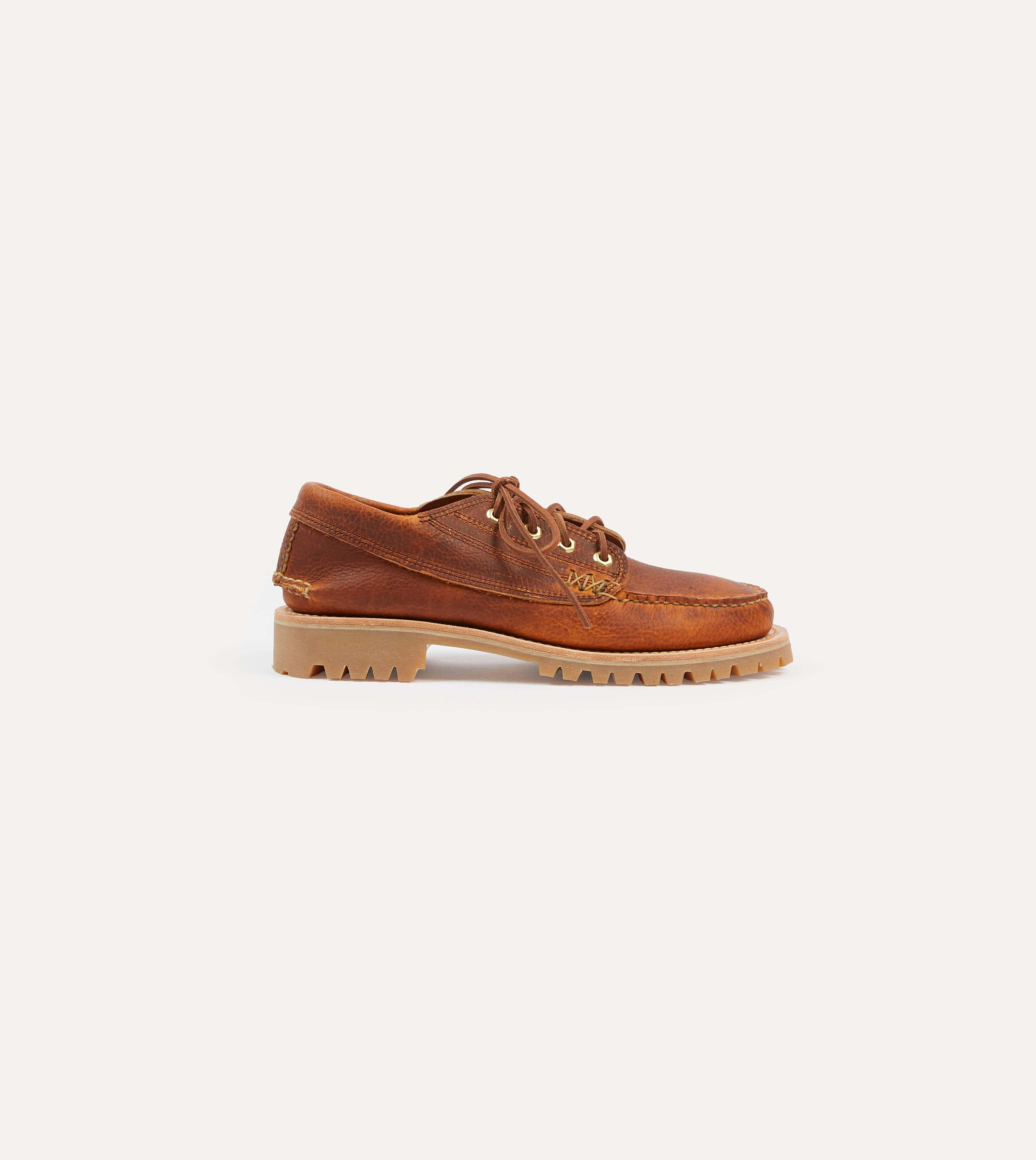Yuketen Brown Leather Angler Moc Shoe - Image 6
